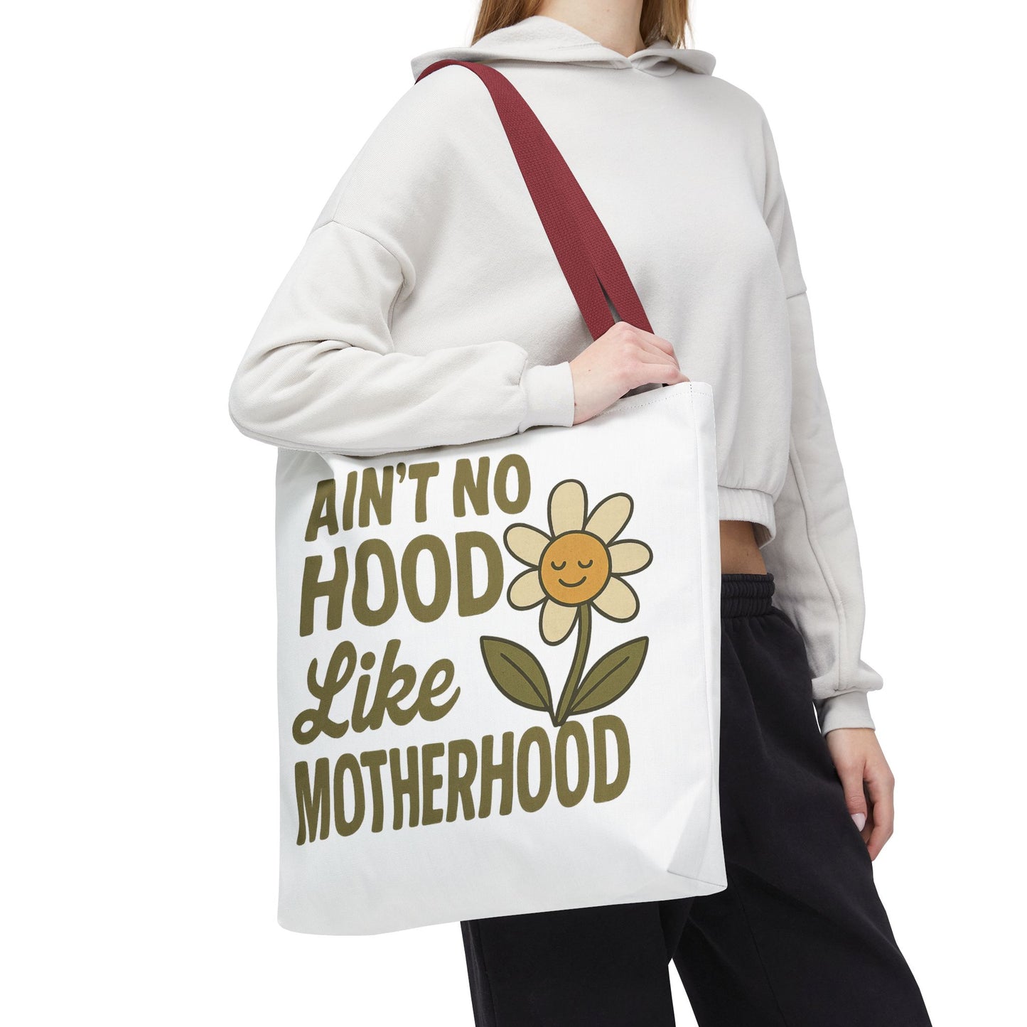 Motherhood Tote Bag with Flower Design Mother's Day Bag Tote for Mom Reusable Shopping Bag