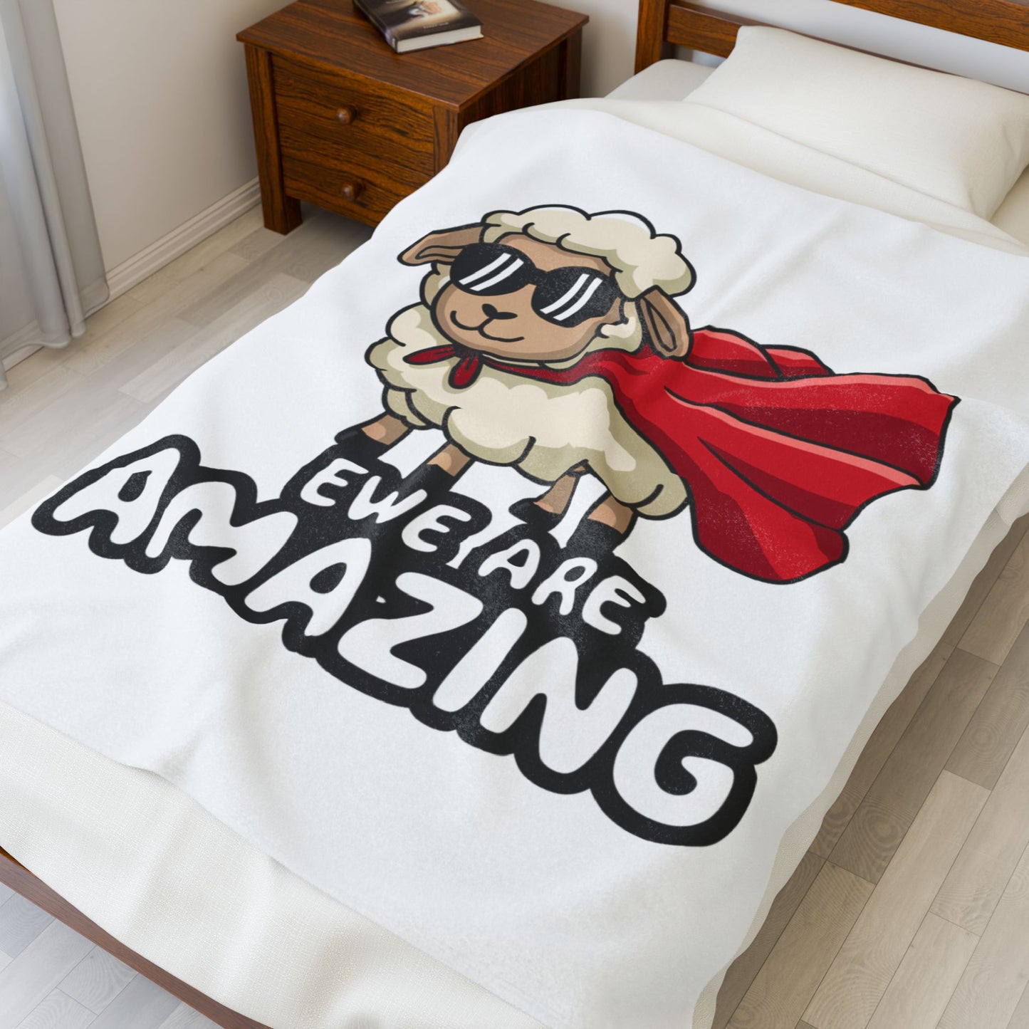 Funny Sheep Blanket Ewe Are Amazing Throw Cute Animal Pun Gift Superhero Lamb Blanket Cozy Farmhouse Decor Soft Fleece Throw