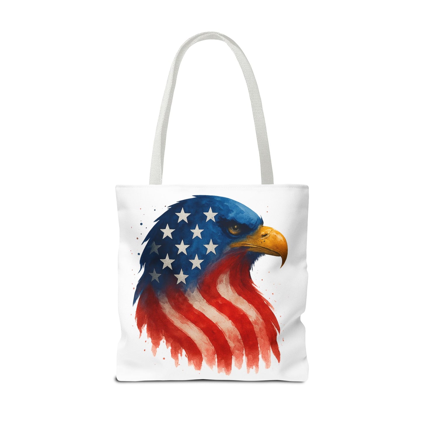 Patriotic Eagle Tote Bag USA Flag Canvas Carryall - Eco-Friendly Independence Day, Memorial Day Gift for Veterans, Reusable Shopping Bag