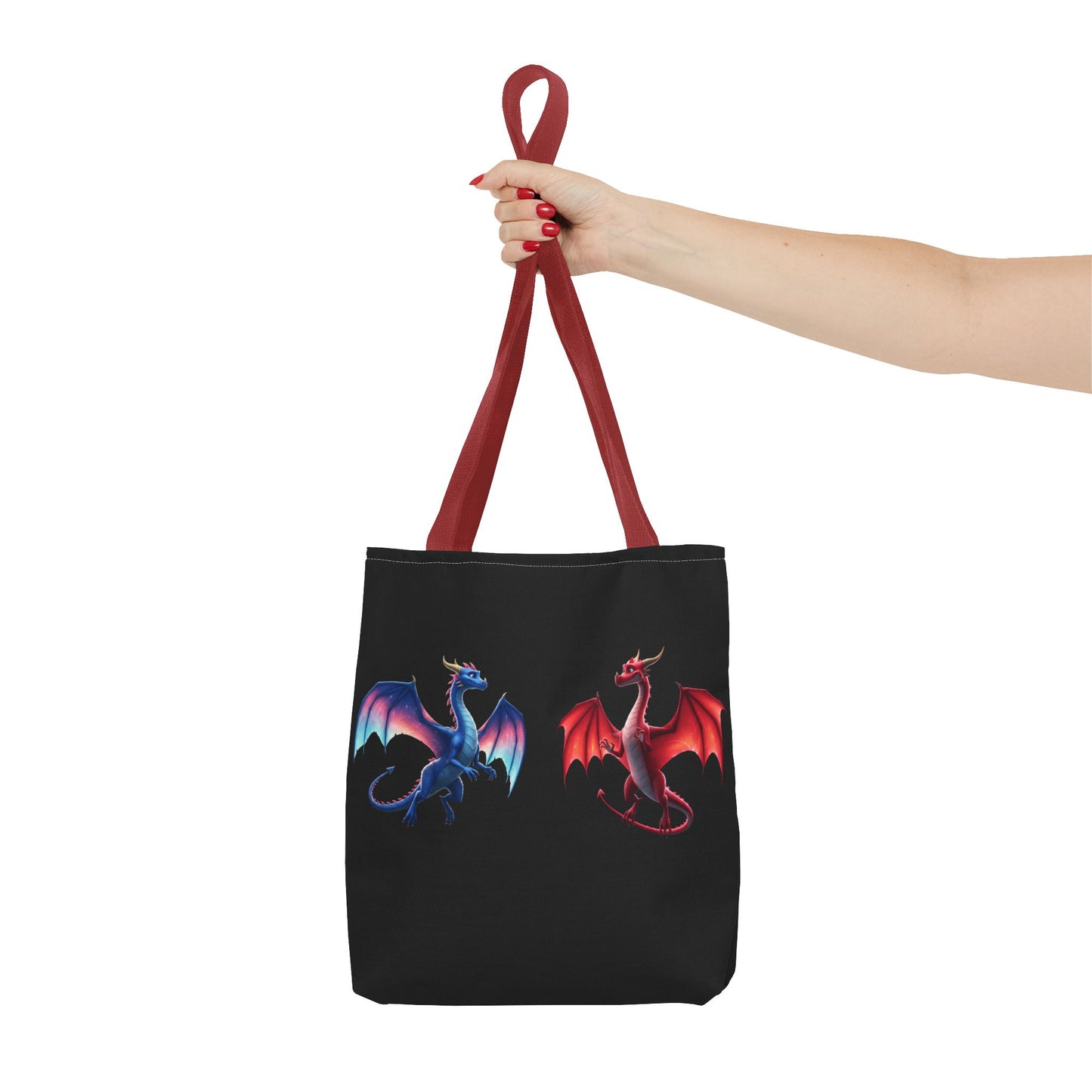 Double-Sided Fantasy Dragon Tote Bag - Cute Green & Blue-Red Dragons, Eco Canvas Book Lover Gift, Reusable Shopping Tote