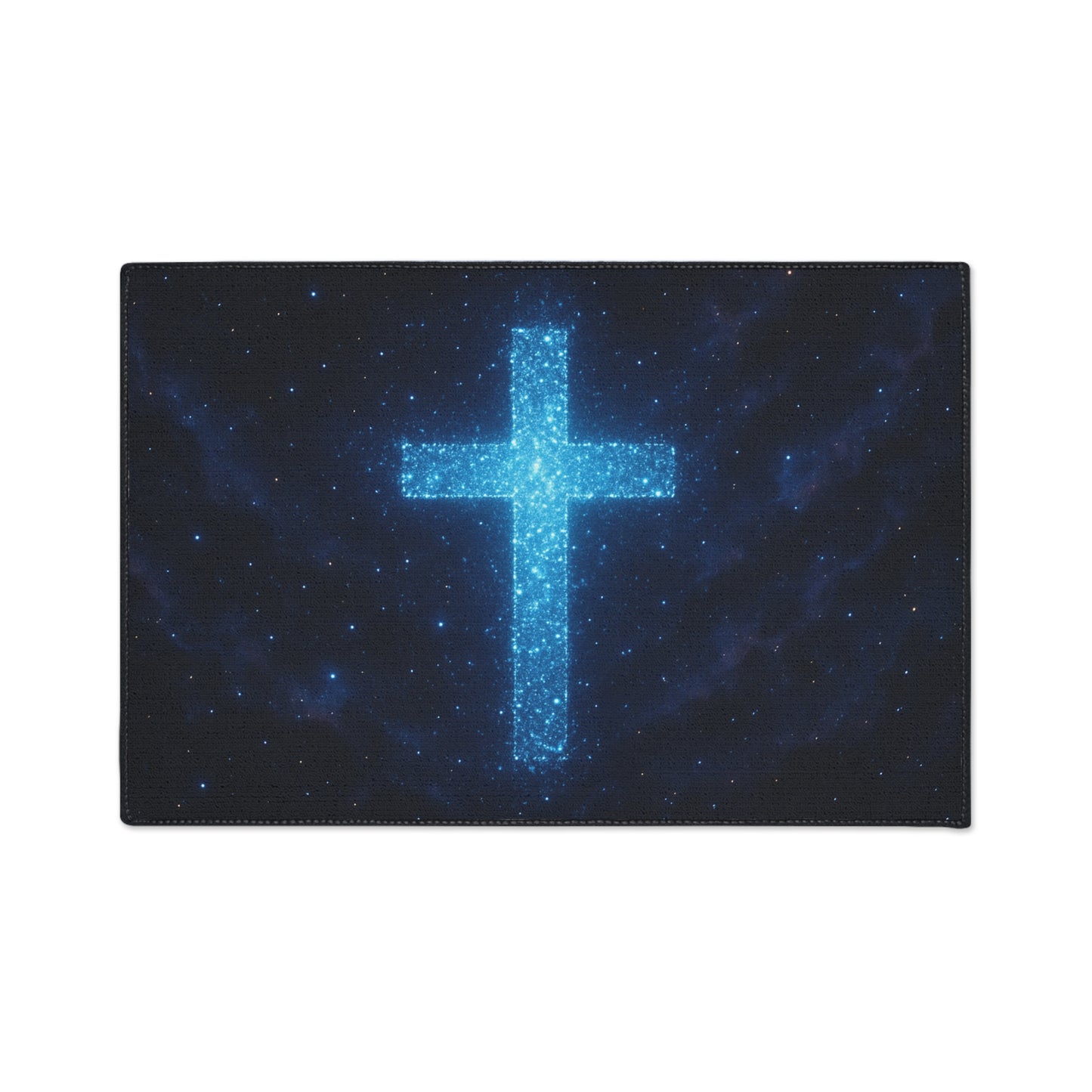 Floor Mat - Bioluminescent Cross Design Christian Decor Religious Welcome Mat Spiritual Door Mat Inspirational Rug