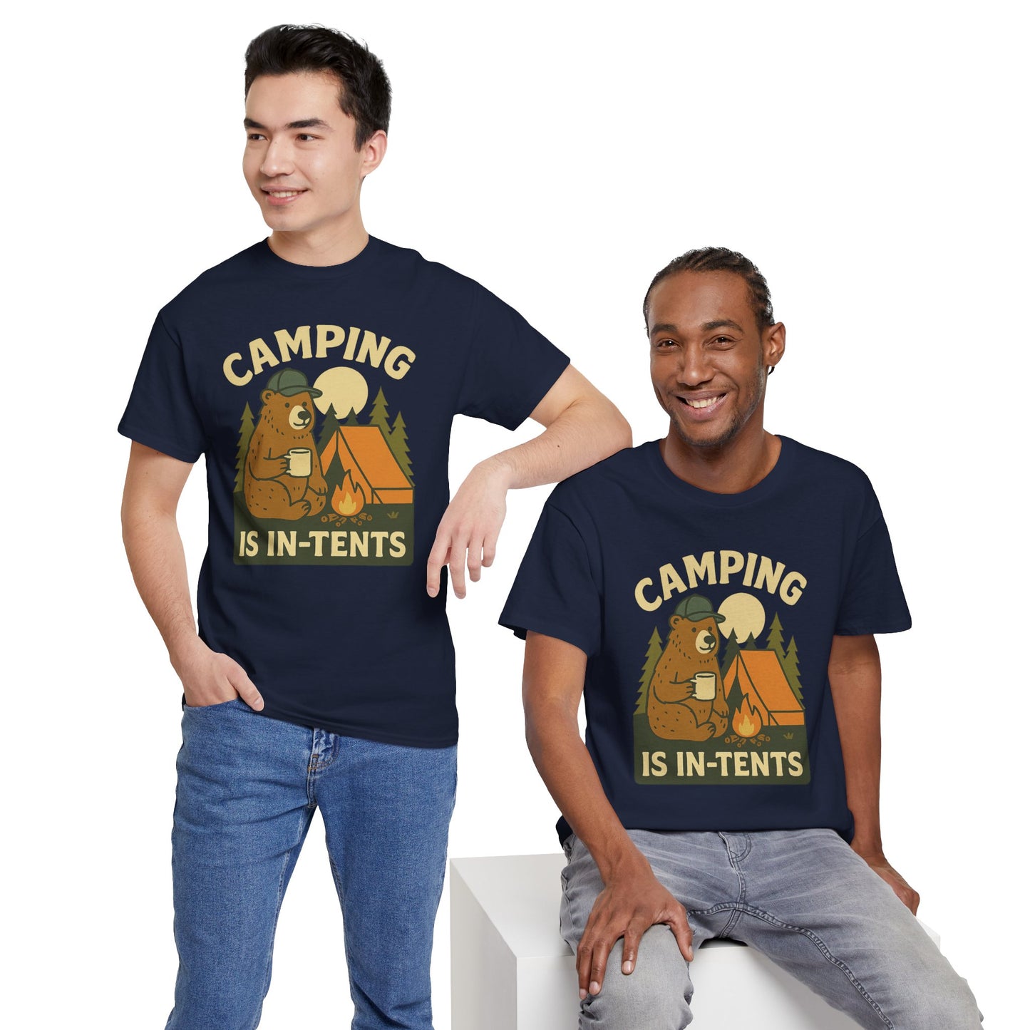 Camping Is In-Tents Funny Bear Camping Tee - Cute Outdoorsy Pun Shirt - Retro Campfire Graphic, Nature Lover Gift, Unisex Adventure Apparel