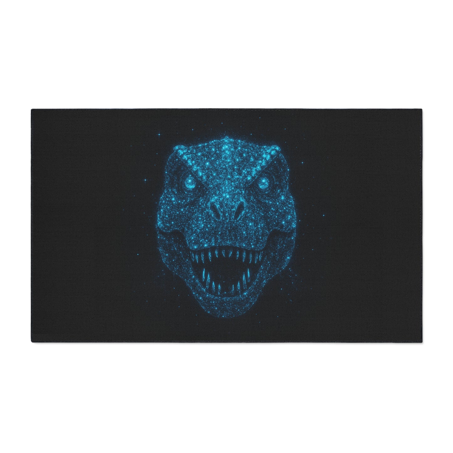 Bioluminescent-Style T-Rex Doormat – Neon Blue Dinosaur Skull Rug, Bold Dinosaur Door Mat, Non-Slip Entryway Rug, Unique Gift for Dino Lovers