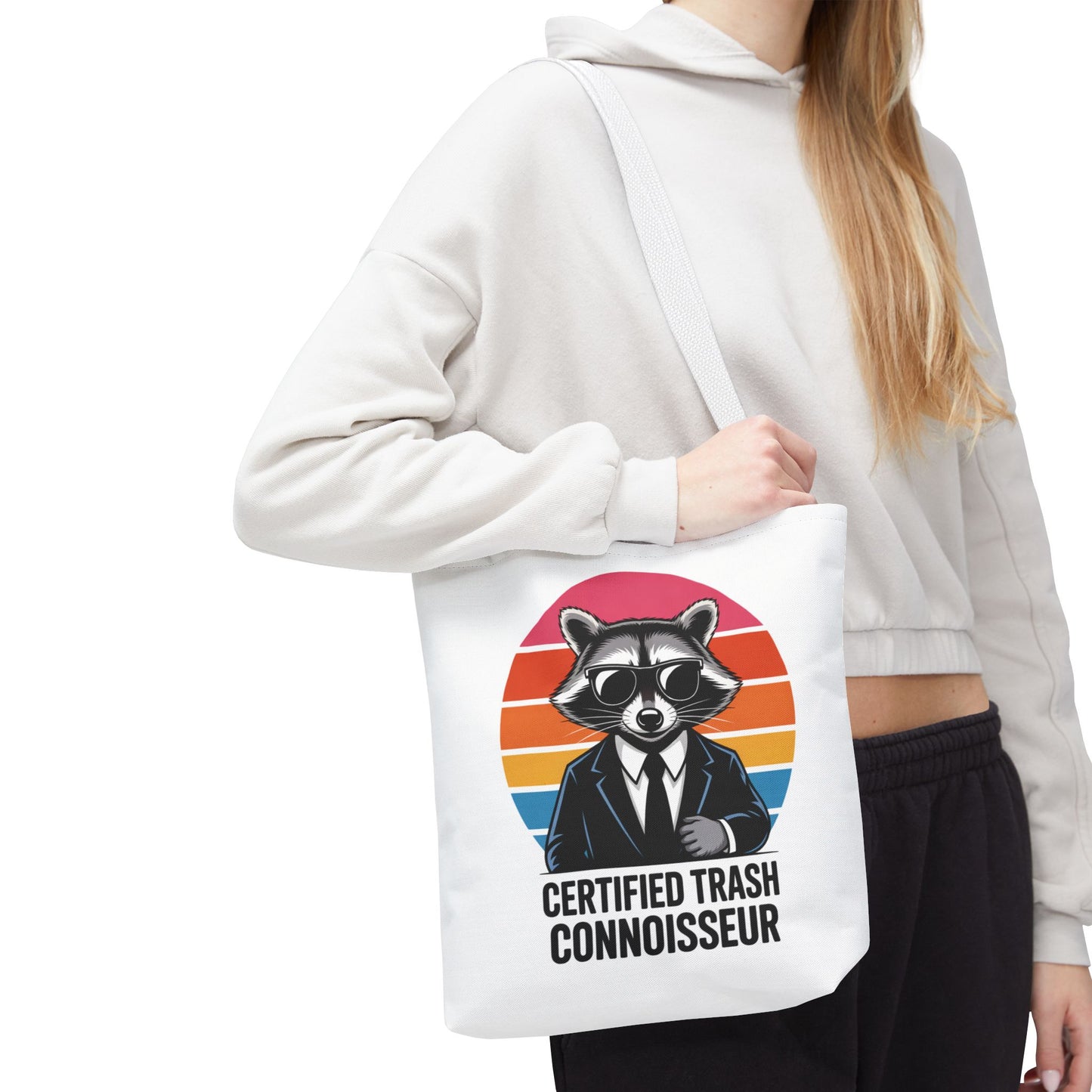 Certified Trash Connoisseur Raccoon Tote Bag Fun and Quirky Everyday Carry Trash Panda Bag