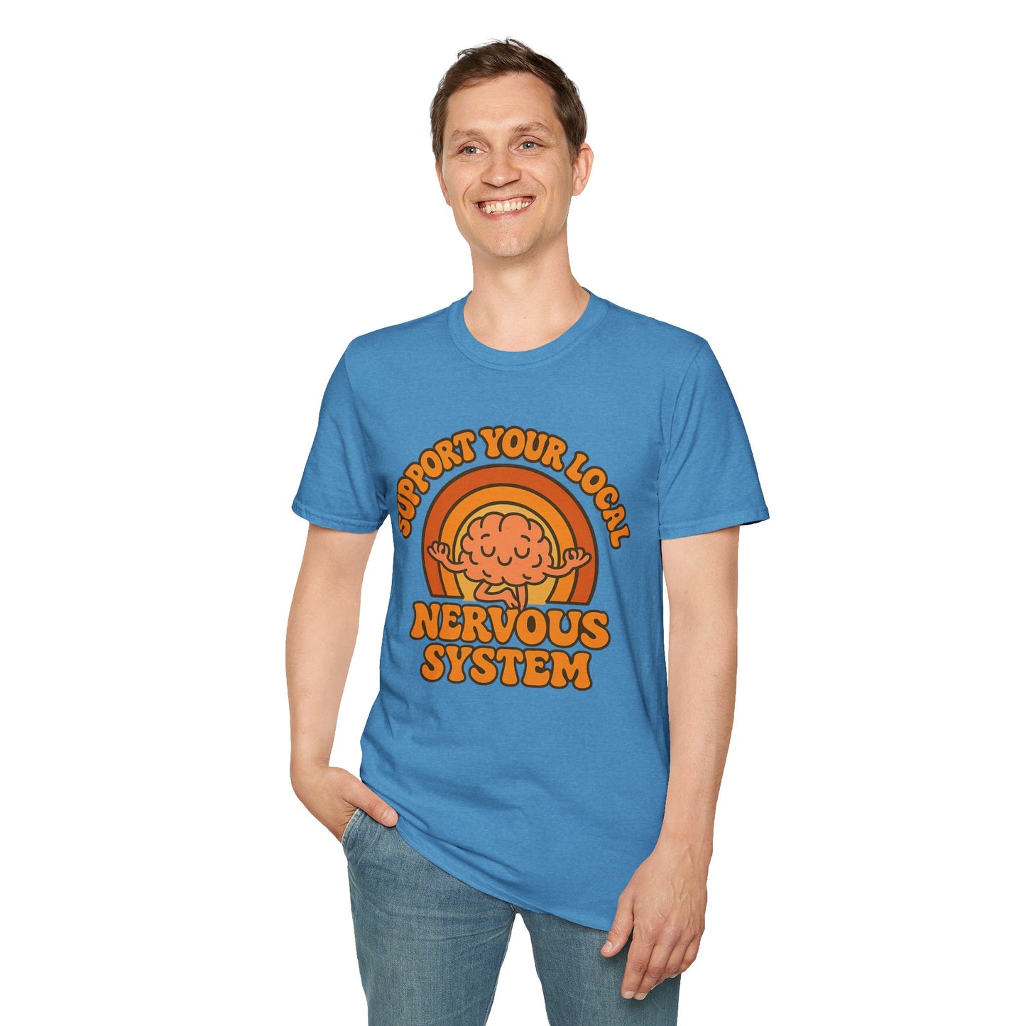 Support Your Local Nervous System T-Shirt | Funny Brain Tee, Neurodiversity Gift, Mental Health Humor Shirt, Science Geek Retro Tee