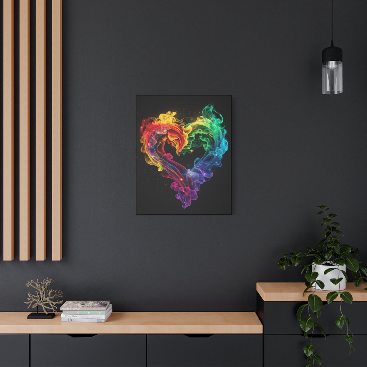 Canvas Art Print - Colorful Smoke Heart Design