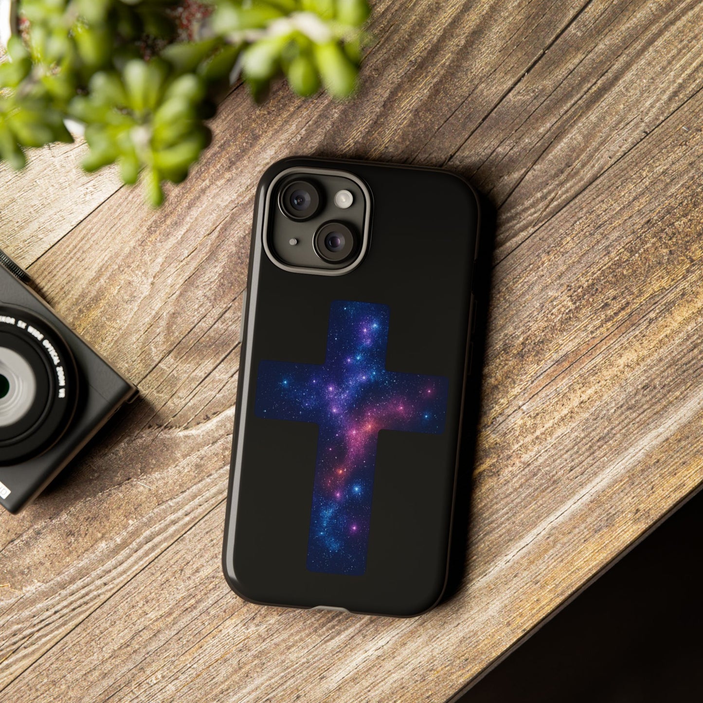 iPhone Case - Galactic Cross design Christian Phone Case Spiritual iPhone Accessory Religious Case Gift for Believers