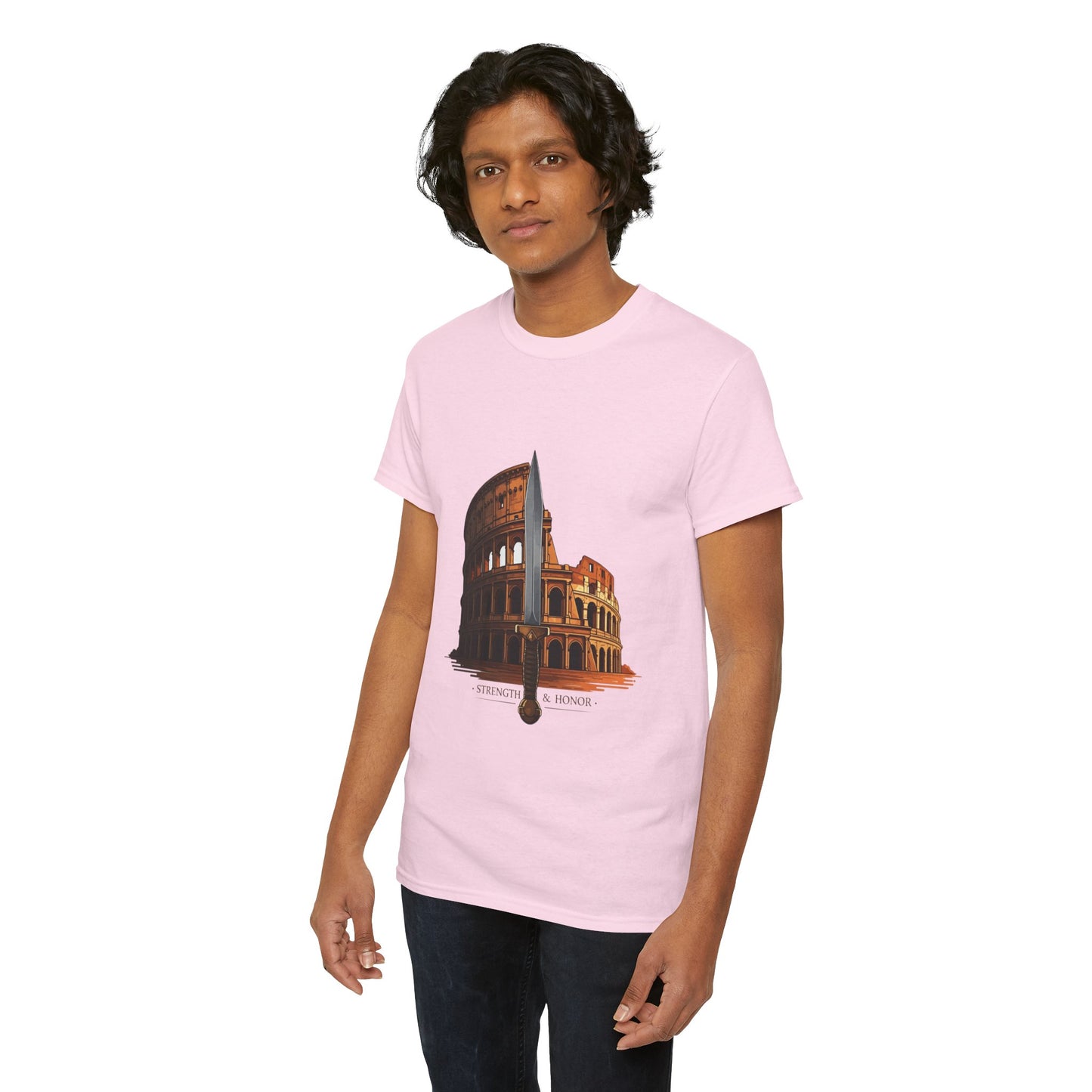 Strength & Honor Gladiator Shirt – Roman Colosseum Sword Graphic Tee – Ancient Rome History T-Shirt for Gladiator & Travel Fans