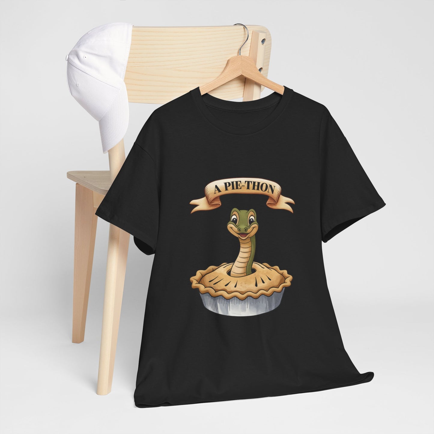 A Pie-Thon Funny Snake Pun Shirt – Cute Animal Joke T-Shirt – Quirky Graphic Tee for Pun Lovers, Reptile Fans, and Unique Gift Ideas
