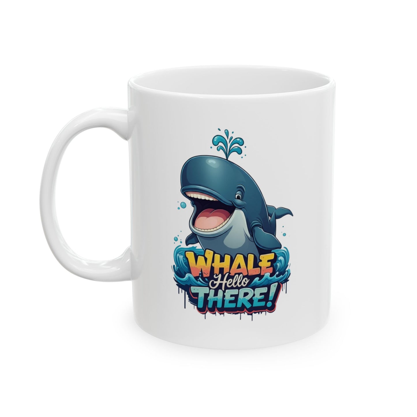 Whale Hello There Mug – Cute Ocean Whale Cartoon Coffee Tea Cup – Funny Pun Design – Nature Animal Lover Gift – Cottagecore Aesthetic Mug