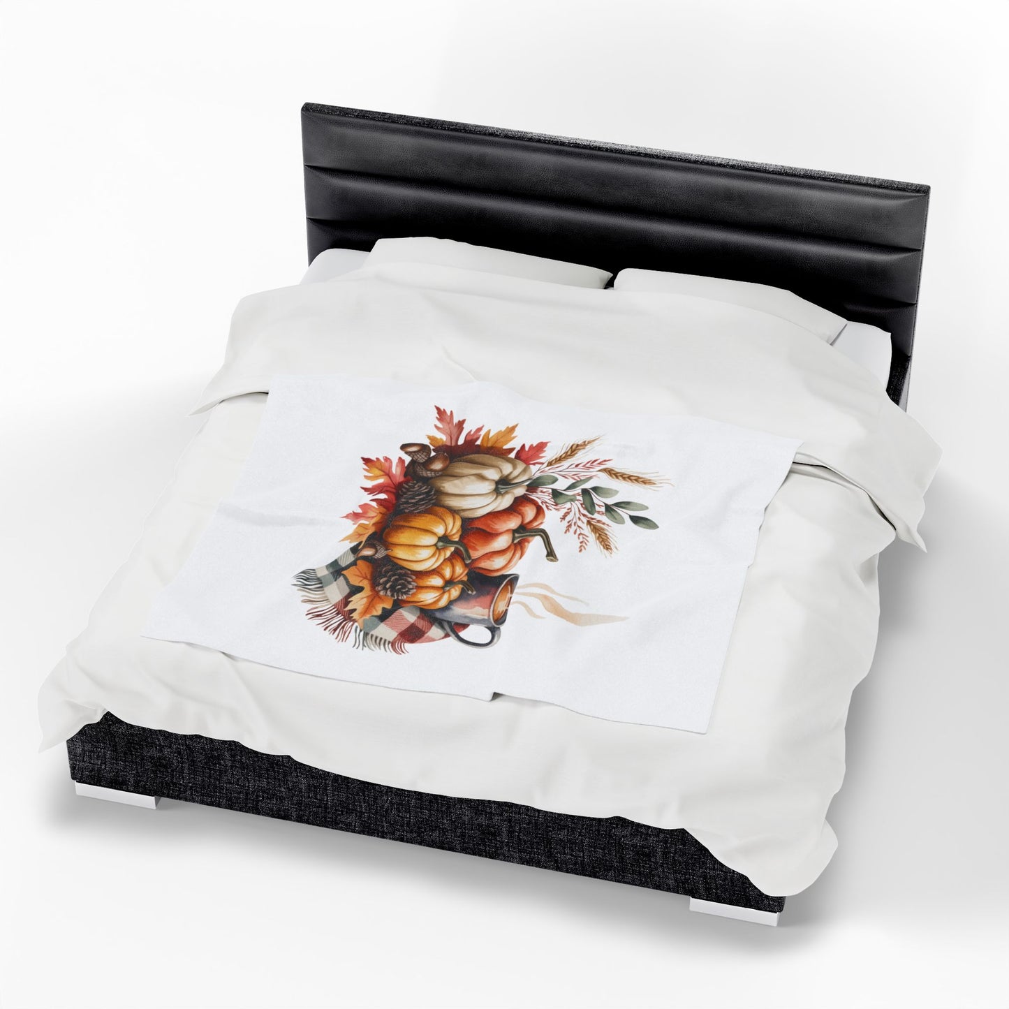 Pumpkin Plaid Fall Blanket, Cozy Autumn Throw Blanket With Pumpkins And Coffee Mug, Thanksgiving Decor, Soft Fleece Blanket Gift For Home