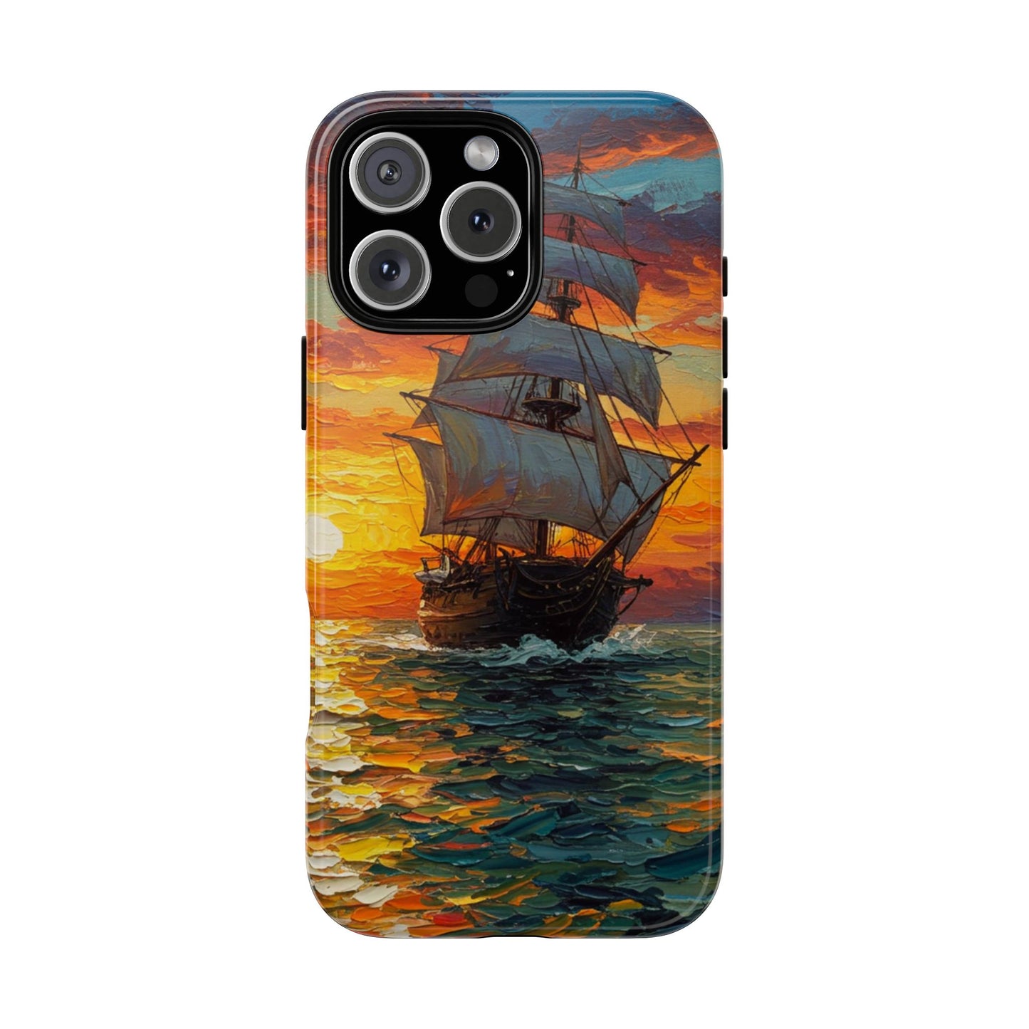 iPhone Case - Ship Sailing at Sunset Design
