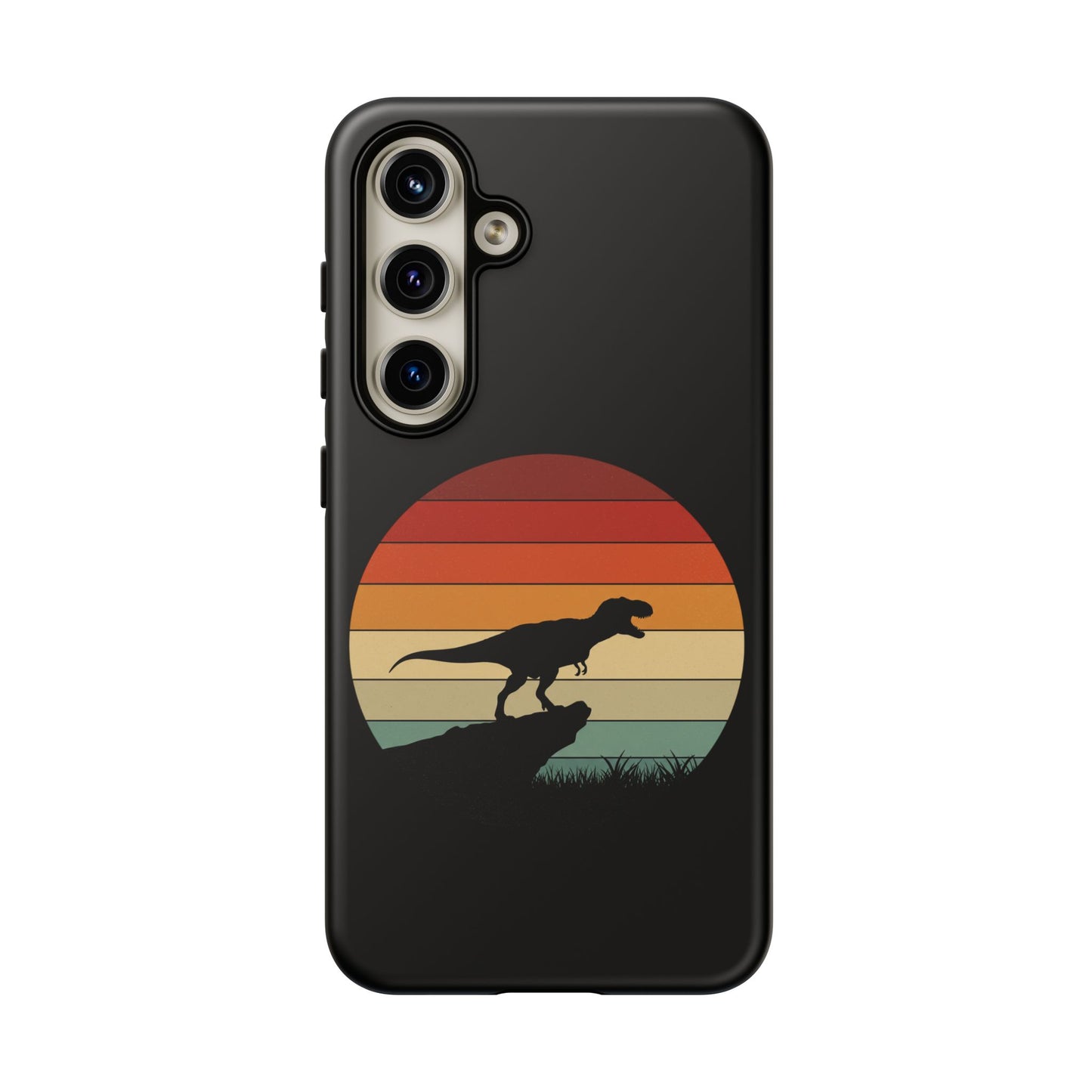 Retro Sunset Dinosaur Samsung Case | T-Rex Silhouette Vintage Gradient Cover for Galaxy S25/S24/S23 Series Dinosaur Phone Case