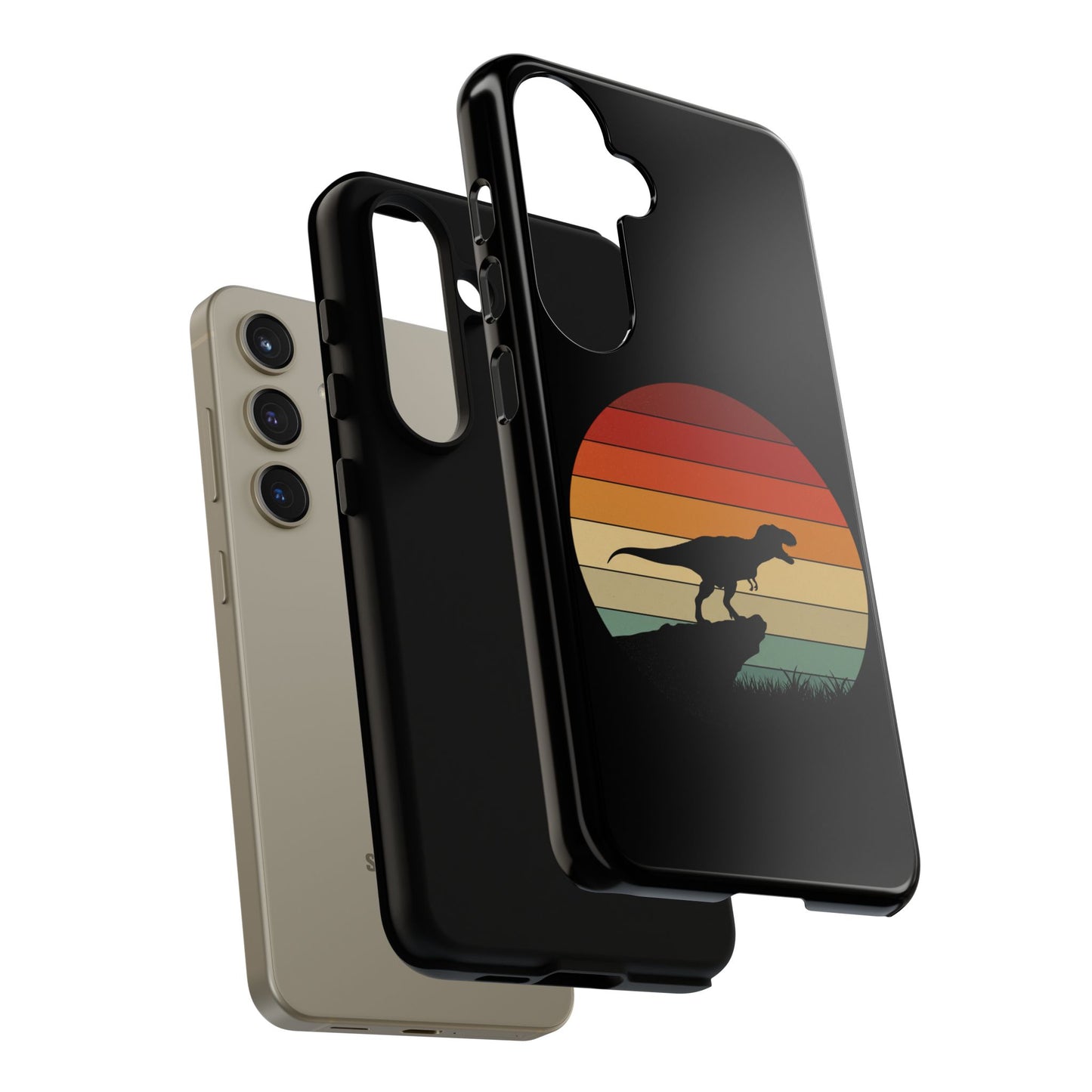 Retro Sunset Dinosaur Samsung Case | T-Rex Silhouette Vintage Gradient Cover for Galaxy S25/S24/S23 Series Dinosaur Phone Case