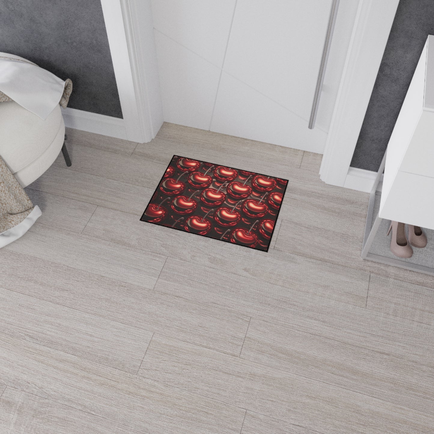 Floor Mat - Shiny Red Cherries Design