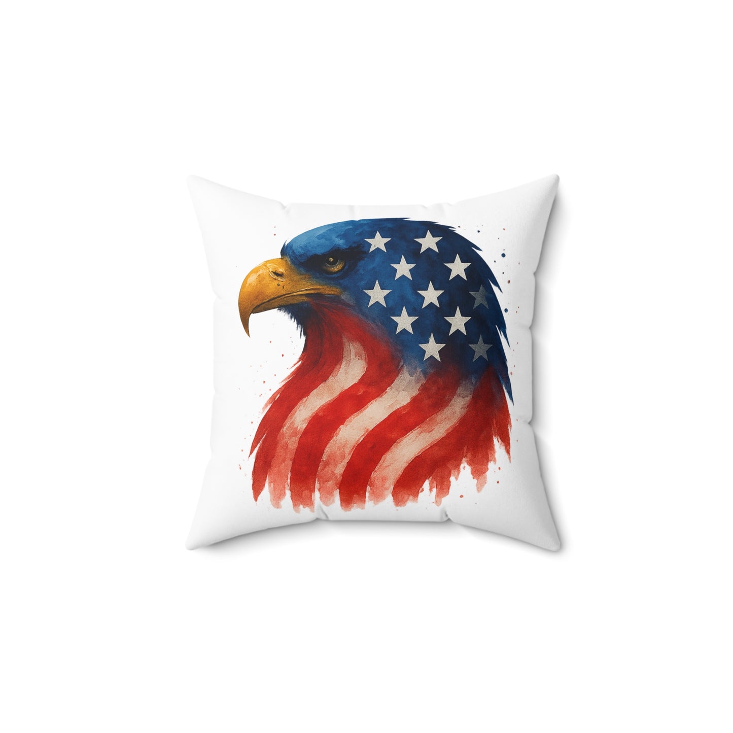 Patriotic Eagle Pillow - 100% Spun Polyester, Double-Sided, Cover and Insert, Hidden Zipper, Red White Blue, Fourth of July and Year-Round Decor