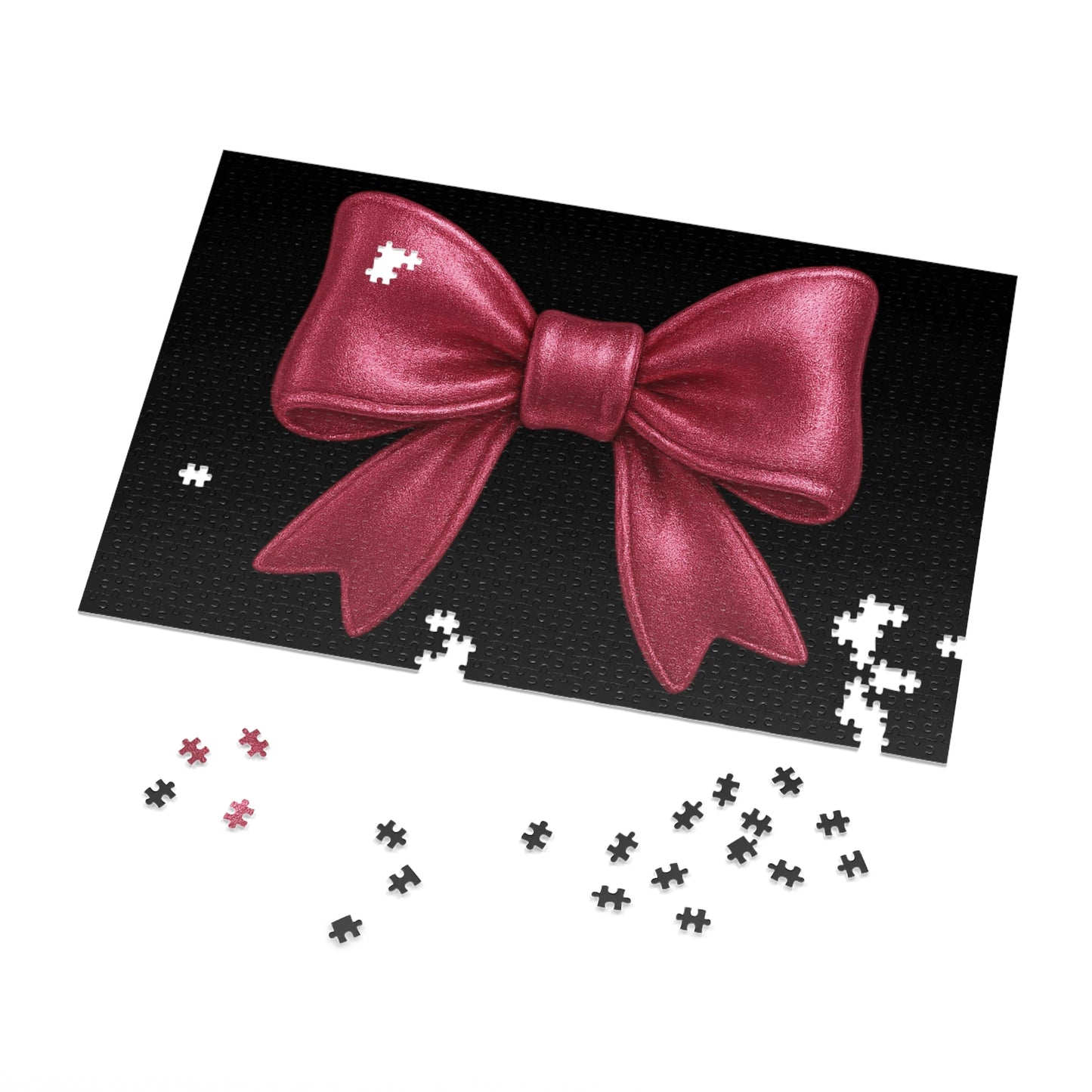 Pink Bow Jigsaw Puzzle – Elegant Aesthetic Puzzle with Gift Tin | Cute Girly Puzzle Gift for Her, Game Night, or Decor