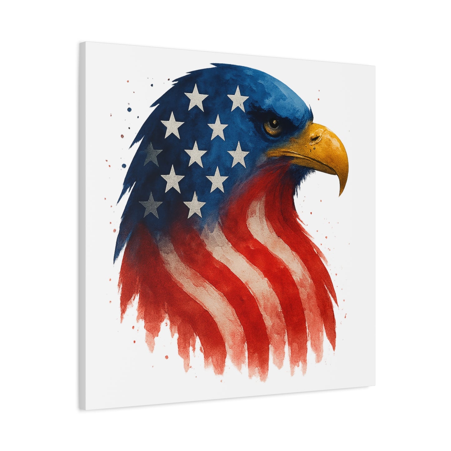 Patriotic Eagle Canvas Wall Art - American Flag Eagle Print - 4th of July Decor, USA Home and Office Gift - Ready to Hang Canvas Art