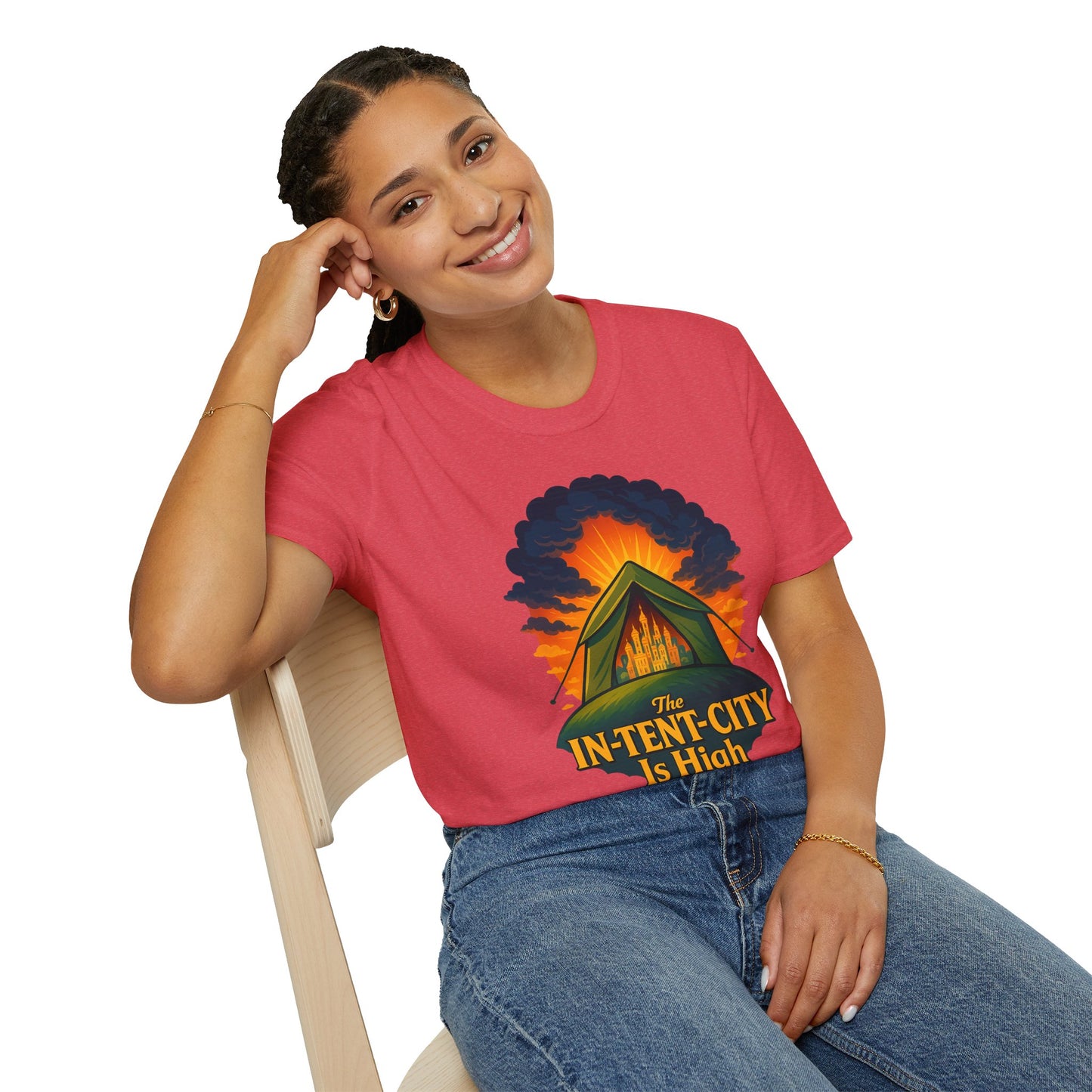 In-Tent-City Is High Camping Tee | Retro Tent Graphic T-Shirt for Hikers & Campers | Funny Outdoorsy Gift | Vintage Style Unisex Tee