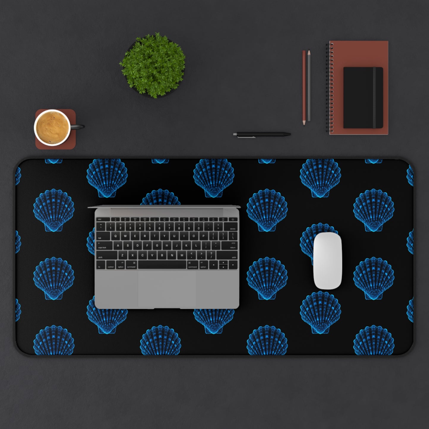 Desk Mat Bioluminescent SeaShells Mouse Pad for Ocean Lovers Nautical Decor Marine Mat