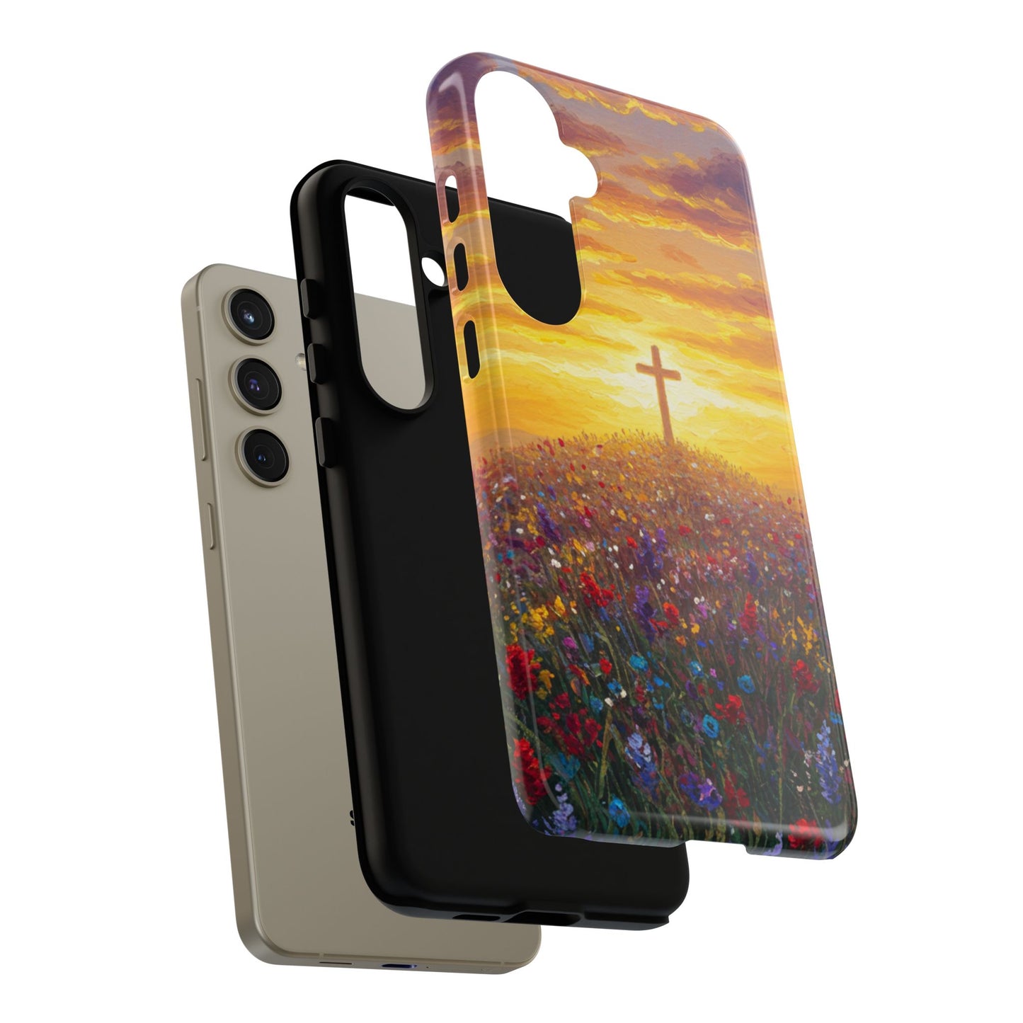 Samsung Phone Case - Monet Style Cross Christian Phone Case Spiritual Case Inspirational Samsung Case