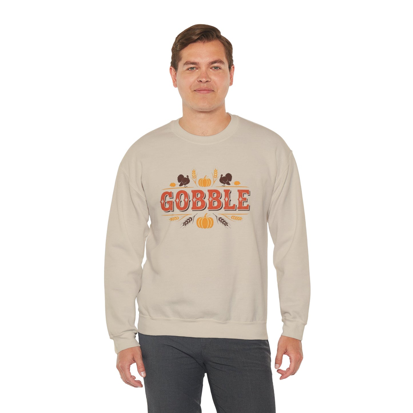 Gobble Thanksgiving Sweatshirt, Fall Pumpkin Turkey Shirt, Cozy Autumn Crewneck, Cute Gobble Pullover, Thanksgiving Dinner Outfit