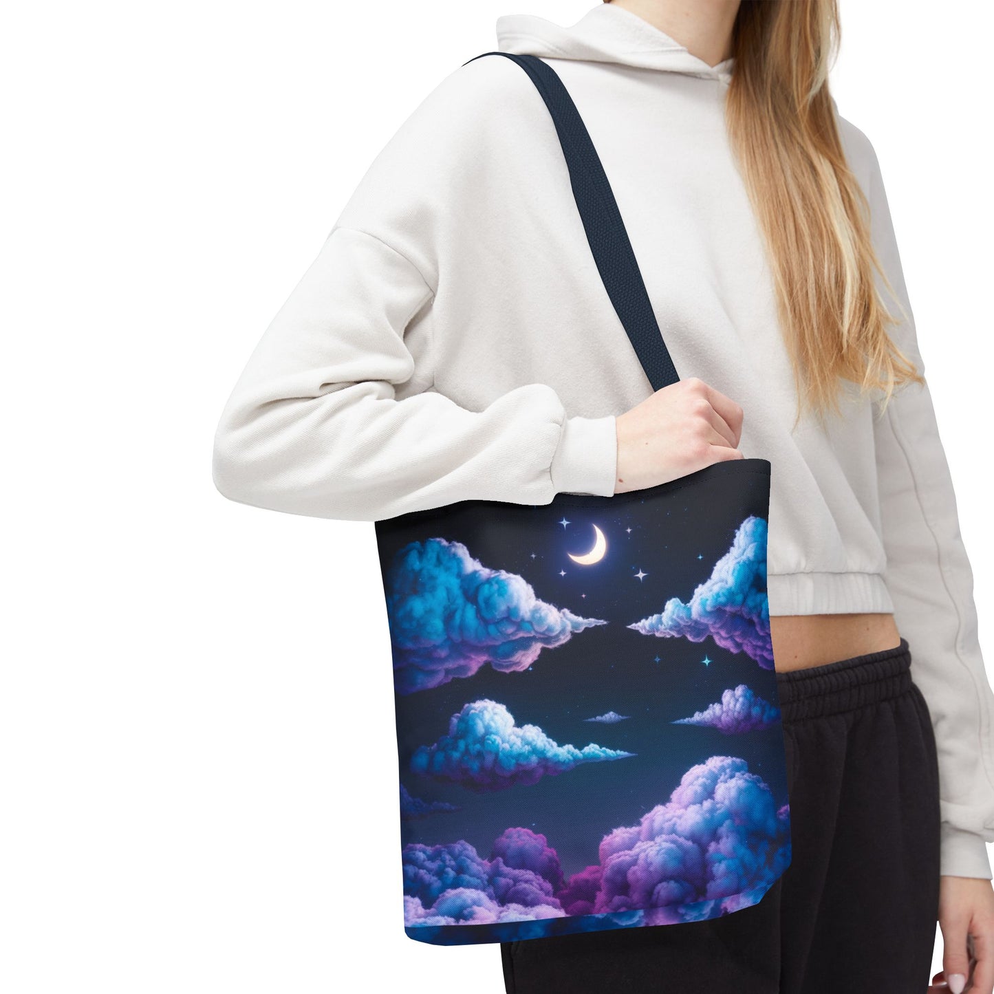 Dreamy Moon & Clouds Tote Bag • Celestial Night Sky Tote • Boho Moon Cloud Tote • Eco-Friendly Cosmic Art Tote • Gift for Stargazers