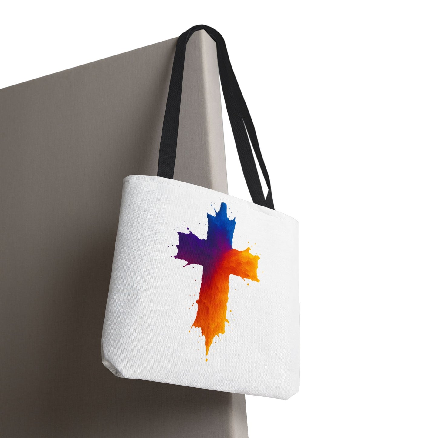 Watercolor Cross Tote Bag, Faith Tote, Christian Gift Bag, Religious Art Shoulder Bag, Inspirational Everyday Carry, Spiritual Cross Design Tote