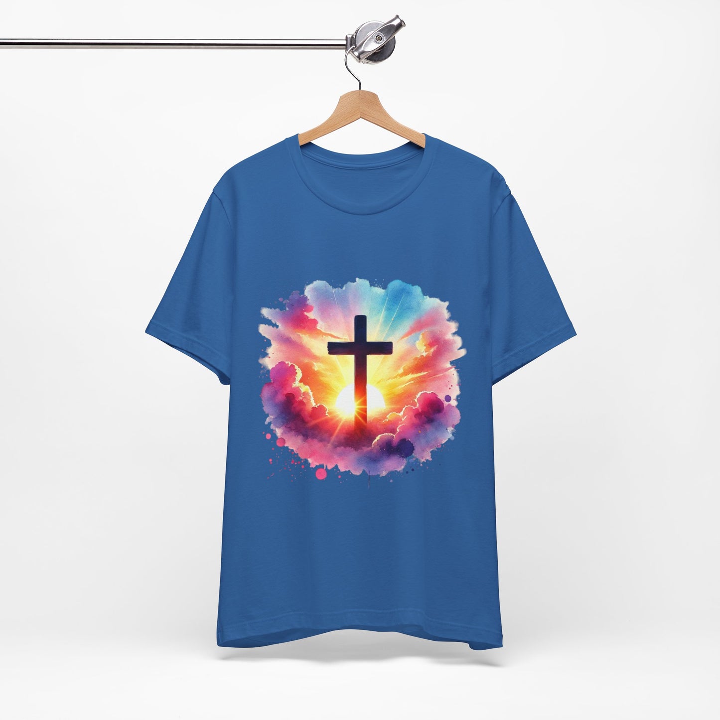 Faith Cross Sunburst Christian Tee | Inspirational Christian T-Shirt | Colorful Sunrise Cross Shirt | Faith Gifts for Women Men