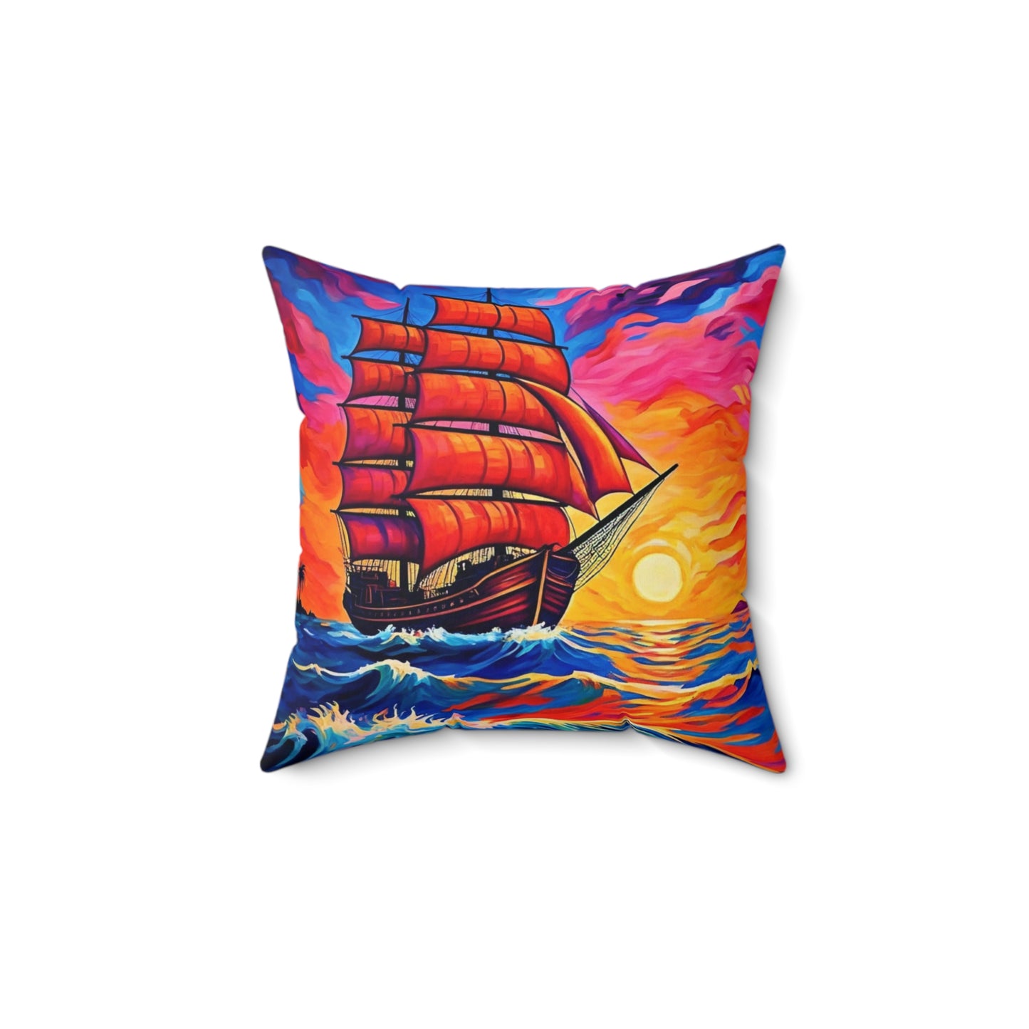 Sunset Sail Square Pillow