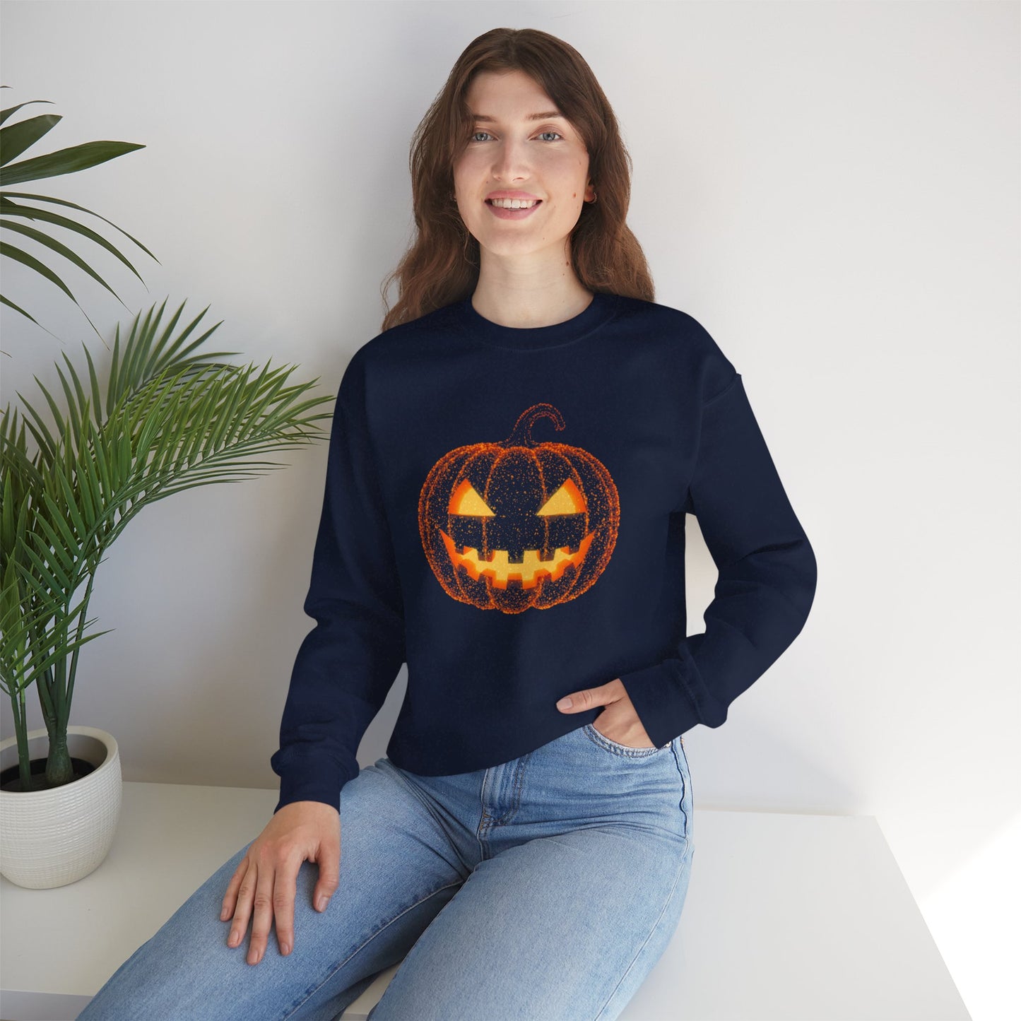 Jack O'Lantern Pumpkin Sweatshirt • Halloween Crewneck Sweater • Spooky Season Fall Top • Cozy Autumn Pumpkin Patch Graphic Shirt