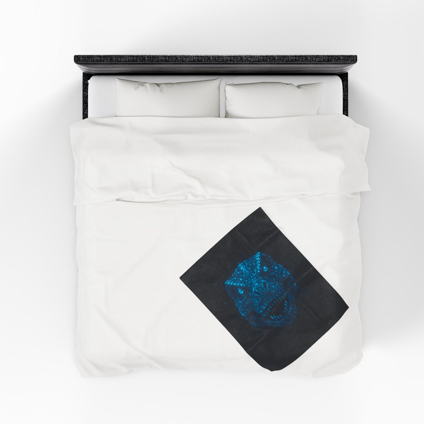 Bioluminescent-Style T-Rex Blanket - Neon Blue Dinosaur Throw for Kids, Teens and Gamers - Soft Cozy Dino Bedding, Unique Jurassic Gift