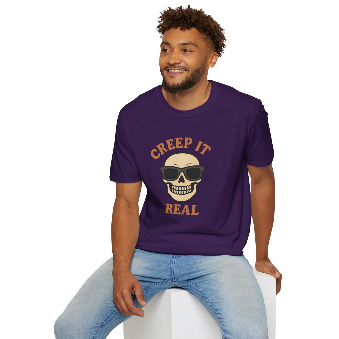 Creep It Real Shirt - Funny Skull Halloween T-Shirt, Spooky Season Graphic Tee, Cool Skeleton with Sunglasses, Humorous Fall Top