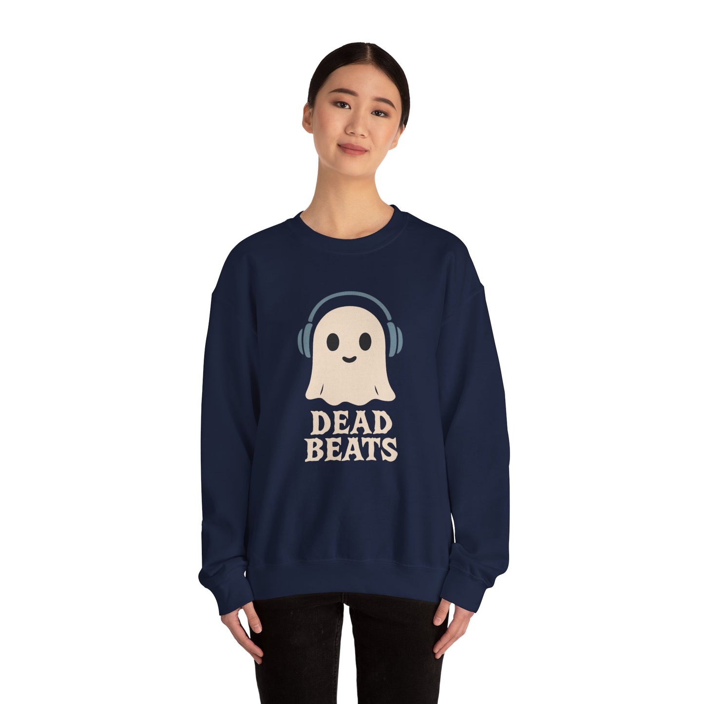 Dead Beats Ghost Sweatshirt, Funny Halloween Crewneck, Spooky Season Pullover, Music Lover Halloween Shirt, Cute Ghost Graphic Top