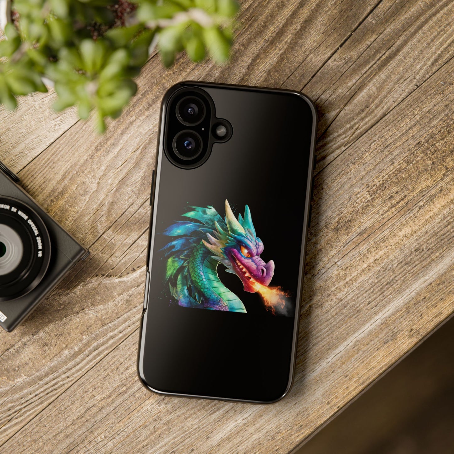 Dragon iPhone Case - Fantasy Fire-Breathing Art Protective Cover - Bookish Dark Academia Aesthetic Gift for Teens and Adults