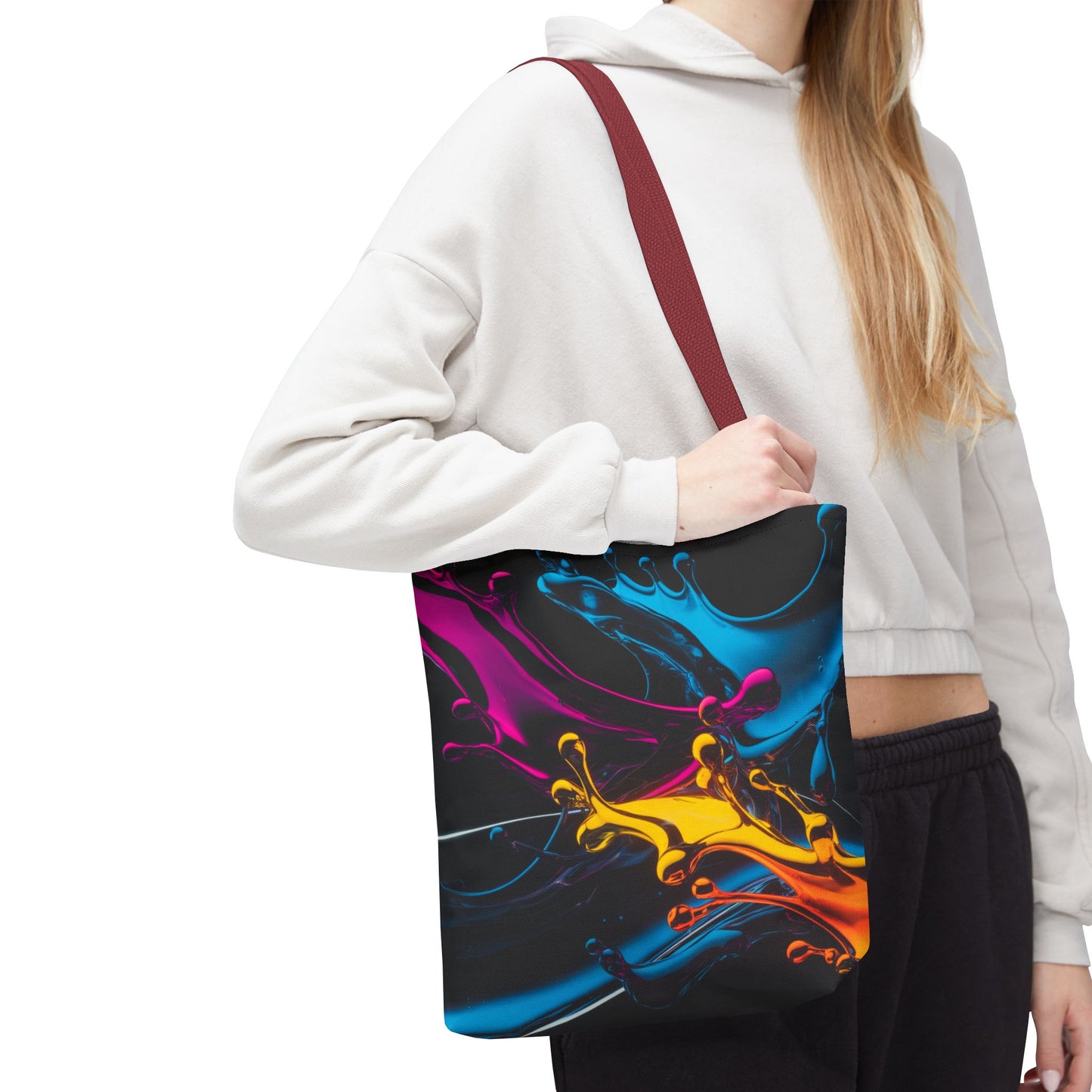 Abstract Neon Splash Tote Bag, Vibrant Colorful Art Bag, Reusable Shopping Bag, Modern Everyday Carryall, Bright Aesthetic Gift For Her