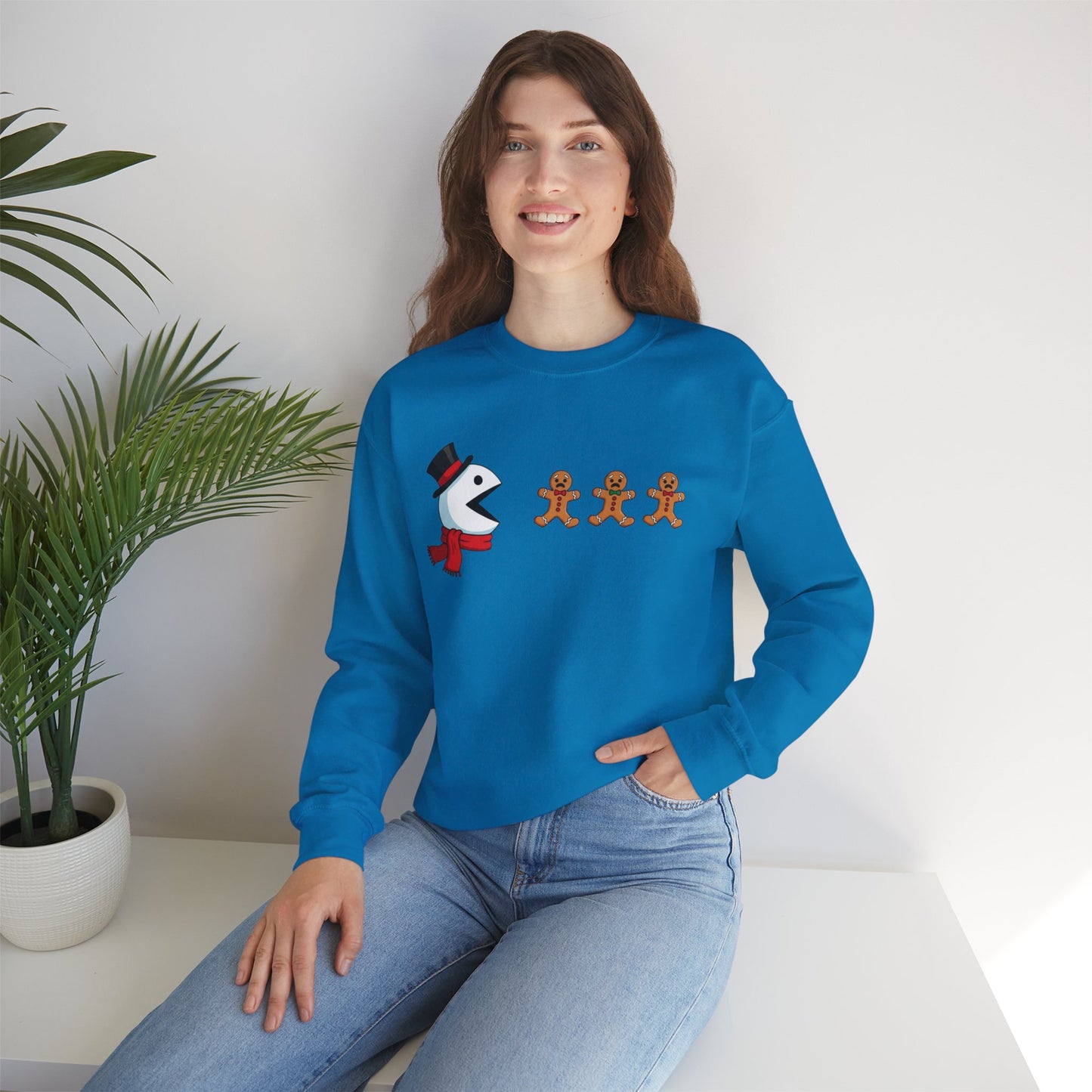 Funny Snowman And Gingerbread Sweatshirt, Cute Christmas Crewneck, Holiday Winter Sweater, Festive Graphic Pullover For Men And Women