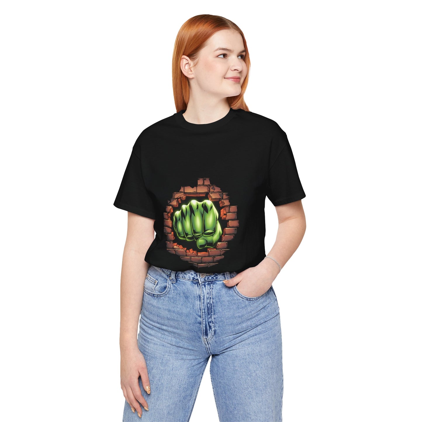 Green Hero Fist Graphic Tee – Superhero Shirt, Comic Pop Art, Gamer Gift, Y2K Dopamine Aesthetic, Funny Nerd Fashion, Unisex T‑shirt