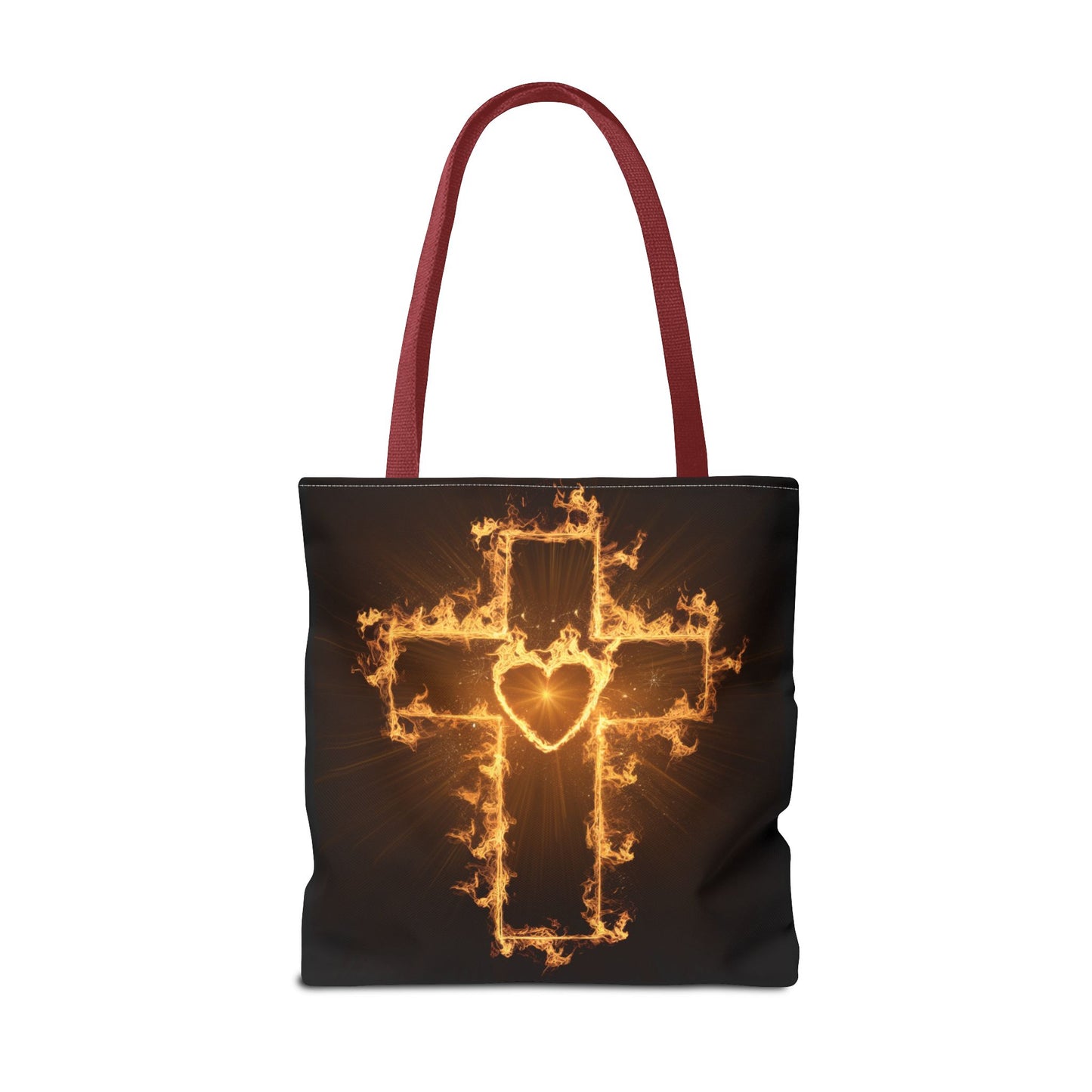 Stylish Flame Cross Tote Bag - Faith-Inspired Fashion