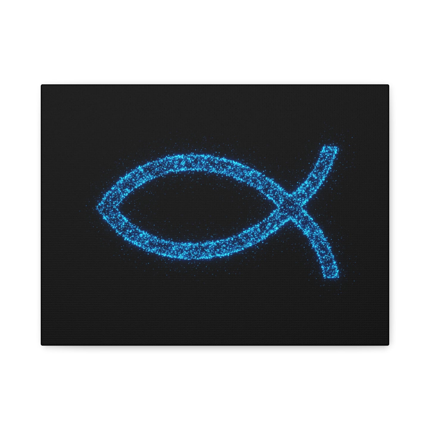 Blue Glitter Fish Symbol Matte Canvas Wall Art