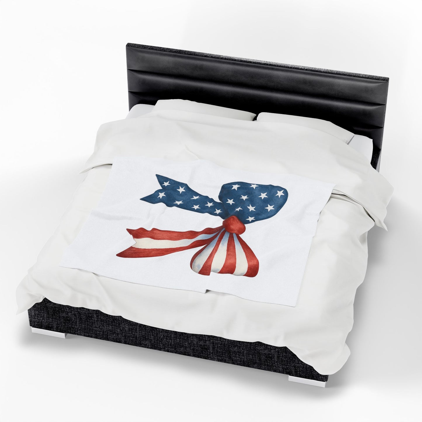 Patriotic Bow USA Blanket | 4th of July Throw | American Flag Blanket | USA Stars Stripes Decor | Cozy Fourth of July Gift | USA Home Decor