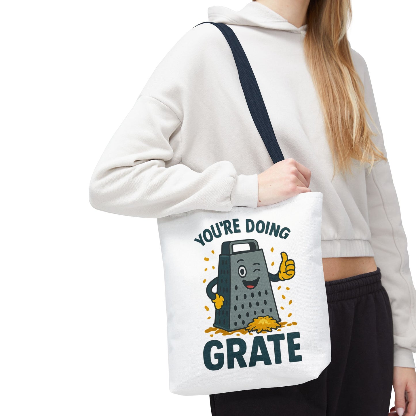 Funny Cheese Pun Tote Bag – “You’re Doing Grate” Grocery Bag | Cute Gift for Coworkers, Teachers, Food Lovers & Everyday Motivation