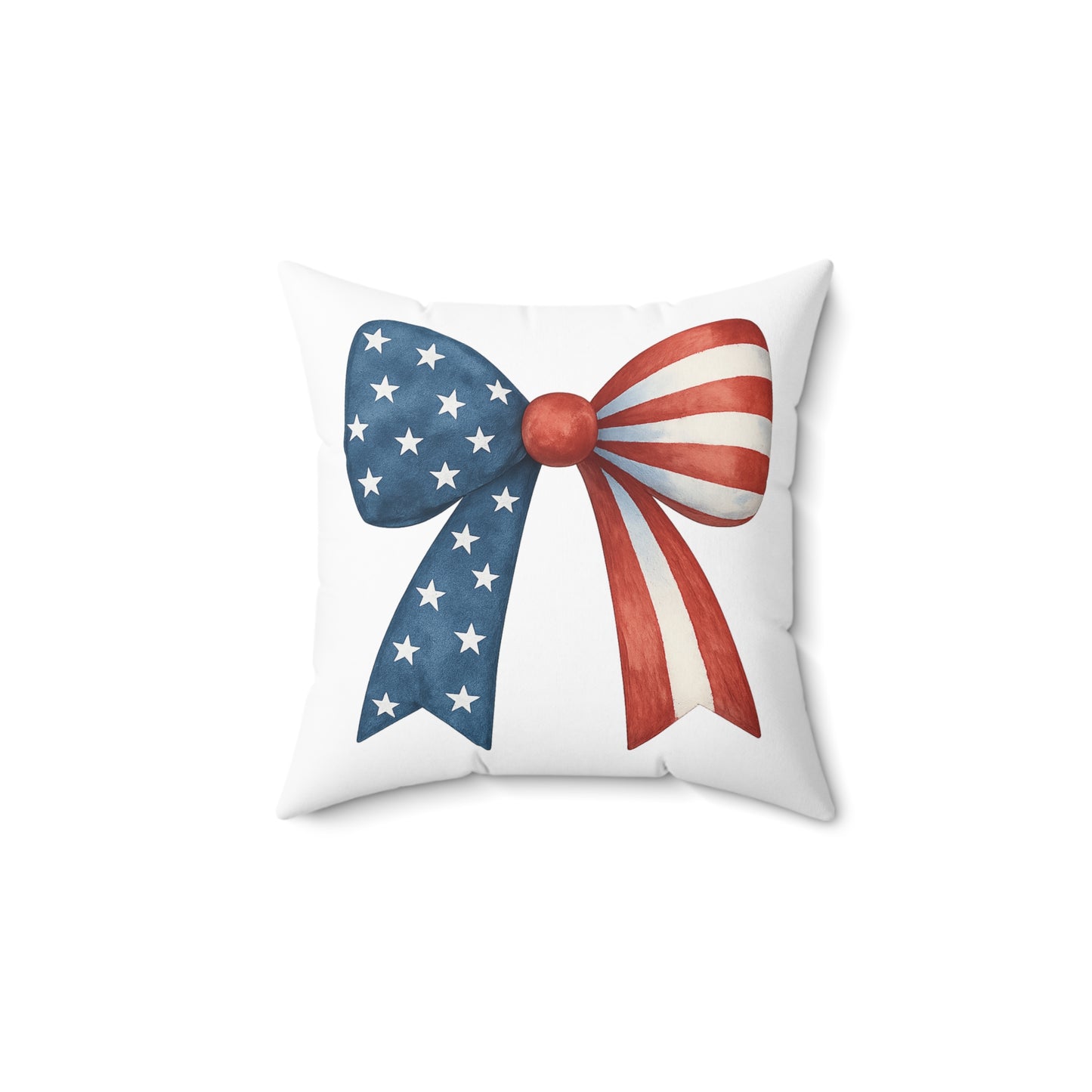 Patriotic Bow Throw Pillow | 4th of July Pillow | American Flag Decor | USA Stars Stripes Pillow | July 4th Home Decor | Red White Blue Pillow