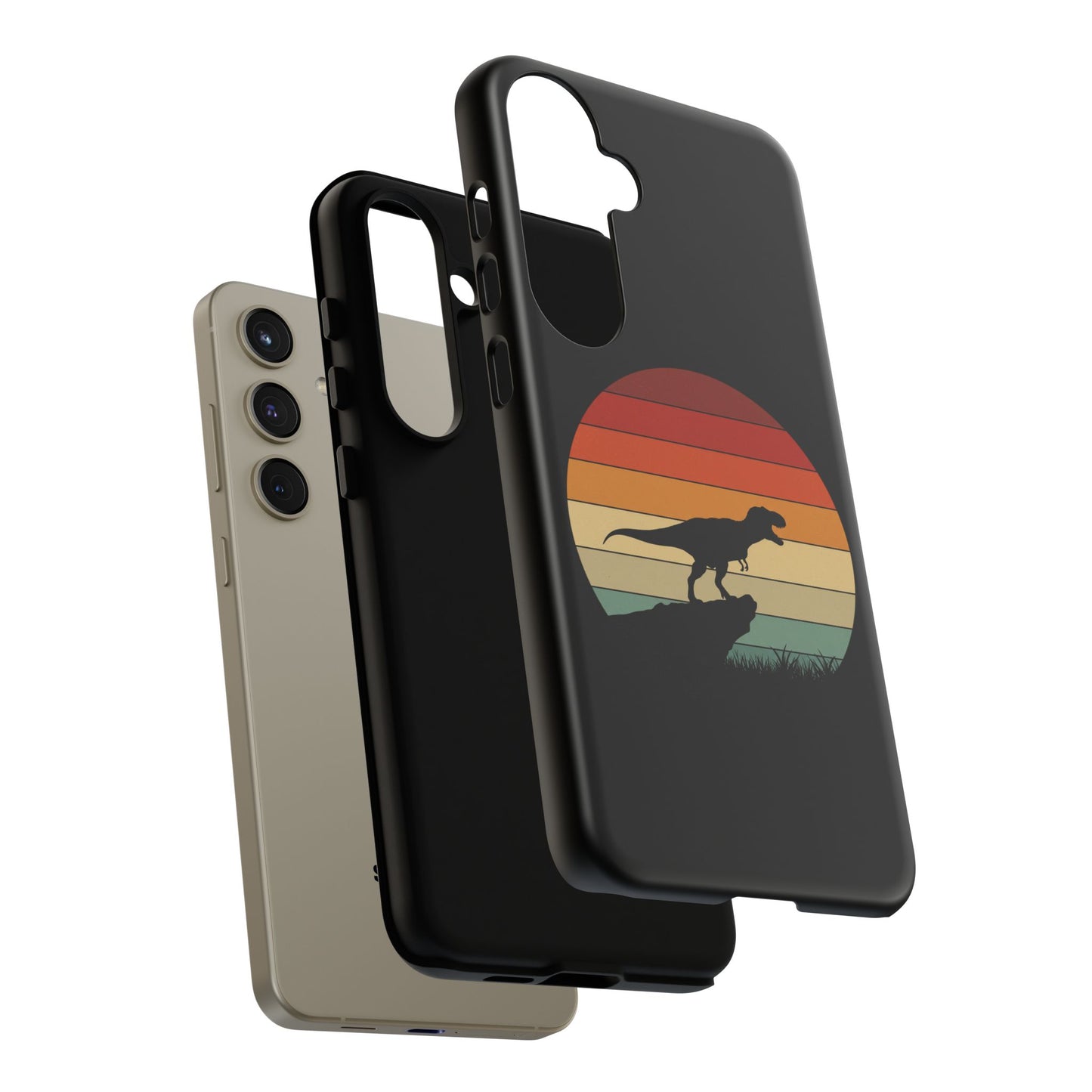 Retro Sunset Dinosaur Samsung Case | T-Rex Silhouette Vintage Gradient Cover for Galaxy S25/S24/S23 Series Dinosaur Phone Case