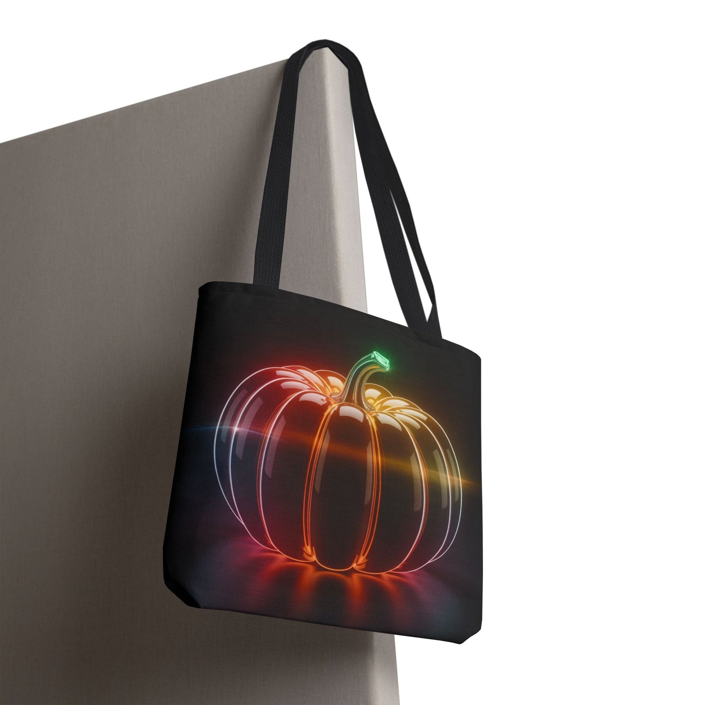 Neon Pumpkin Tote Bag, Glowing Halloween Bag, Modern Fall Tote, Pumpkin Aesthetic Accessory, Trick Or Treat Bag, Spooky Season Gift