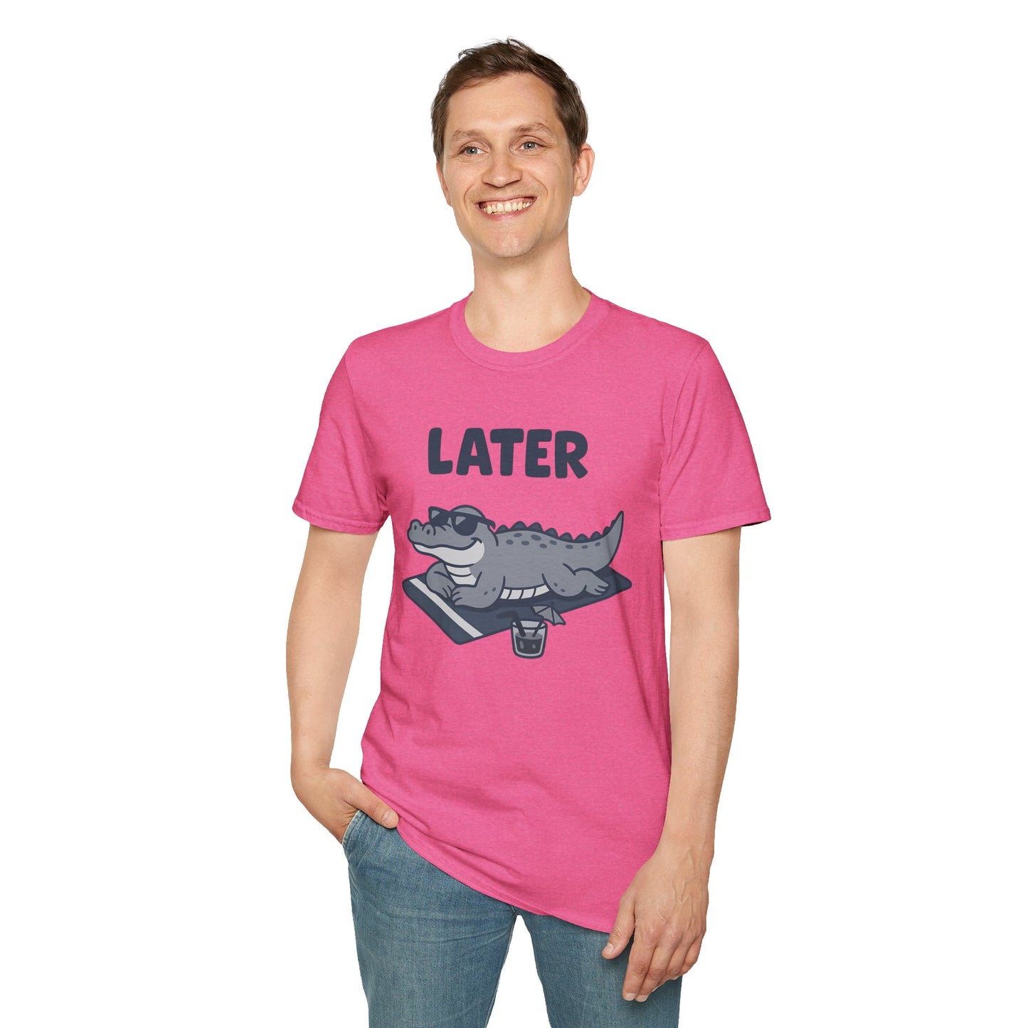 Later Gator Lounge Graphic Tee - Funny Alligator T-Shirt, Summer Vacation Humor, Cute Animal Tee, Relax Gift for Him and Her