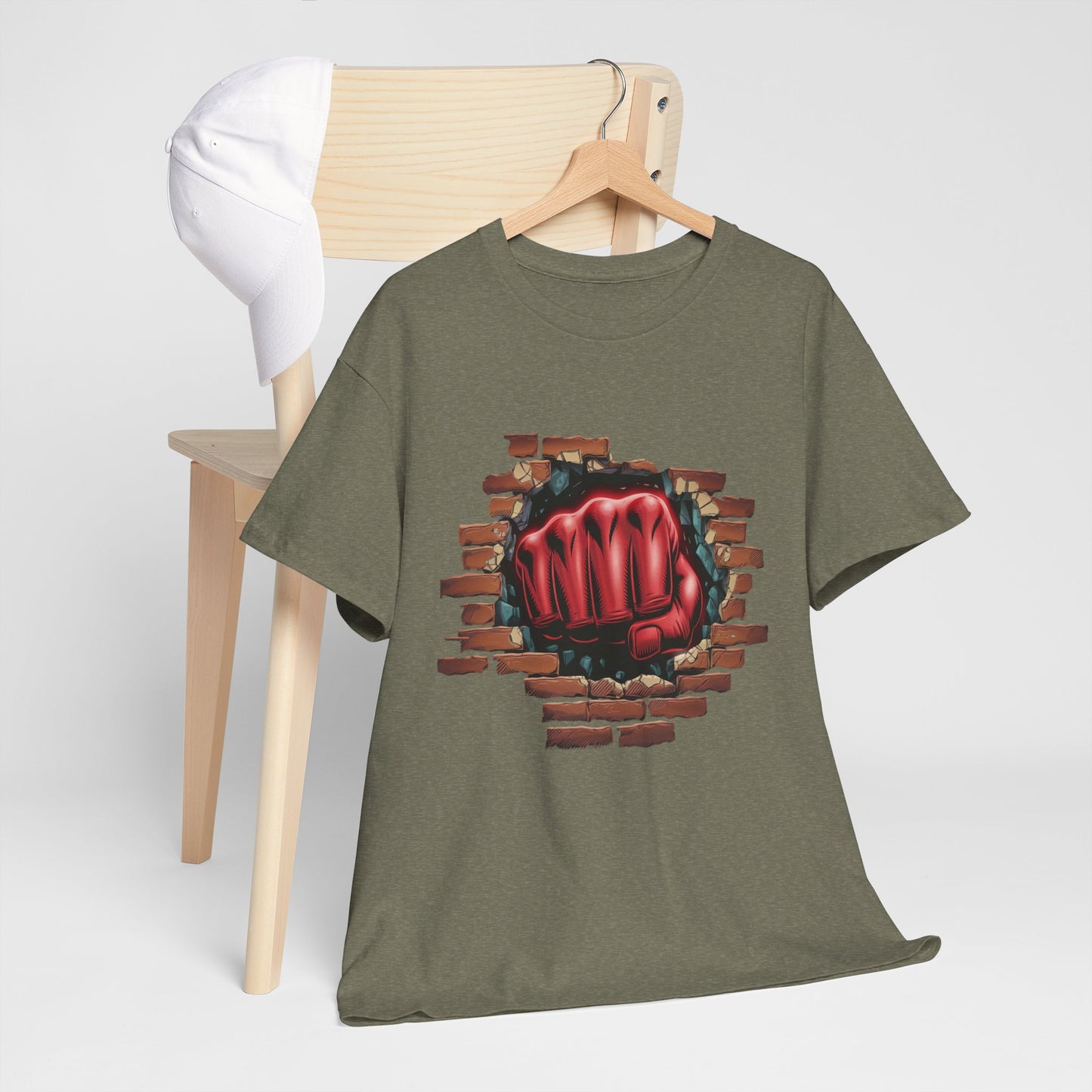 Impact Fist Graphic T-Shirt – Punch Through Brick Wall Design | Bold Streetwear Tee for Fighters, Gym & Edge-Lovers