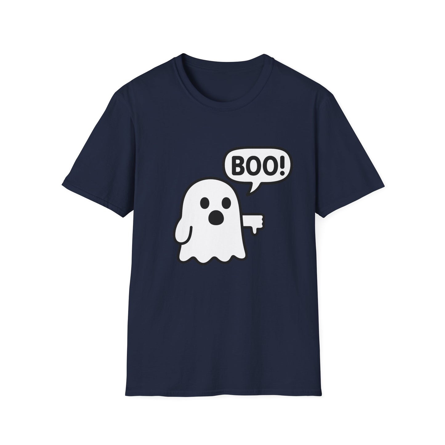 Cute Ghost Thumbs-Down 'Boo' Tee | Funny Halloween Play on Words Shirt | Spooky Season Ghost Tee | Fall Coquette Aesthetic Tee
