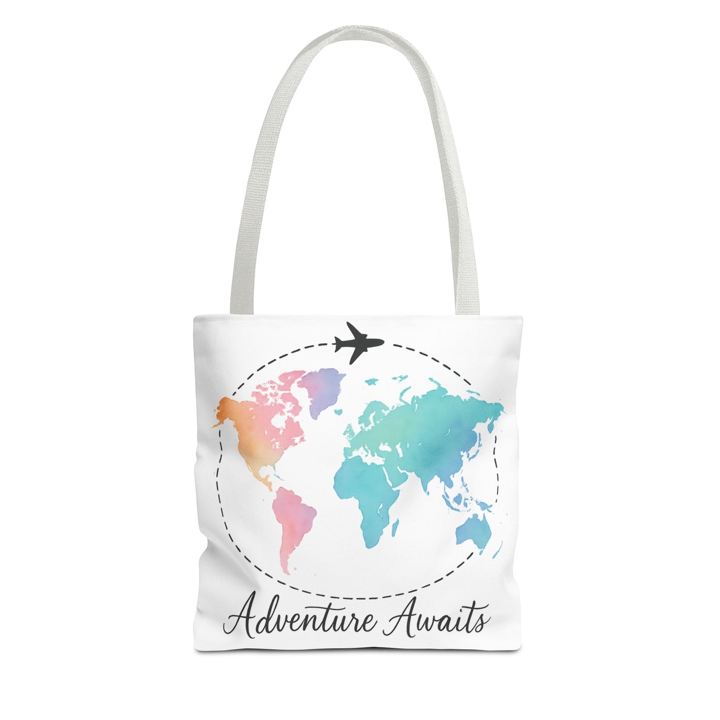 Adventure Awaits Watercolor World Map Tote Bag | Travel Canvas Tote | Wanderlust Gift, Beach, Camping, Airport Carryall, Eco-Friendly