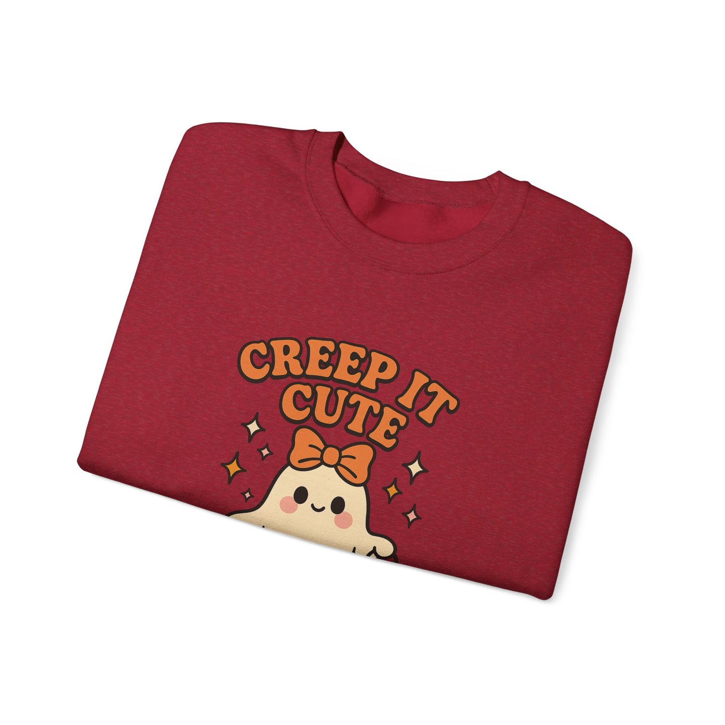 Cute Ghost Sweatshirt, Creep It Cute Crewneck, Spooky Halloween Pullover, Sweet Ghost Graphic Sweatshirt, Trick-Or-Treat Gift Top